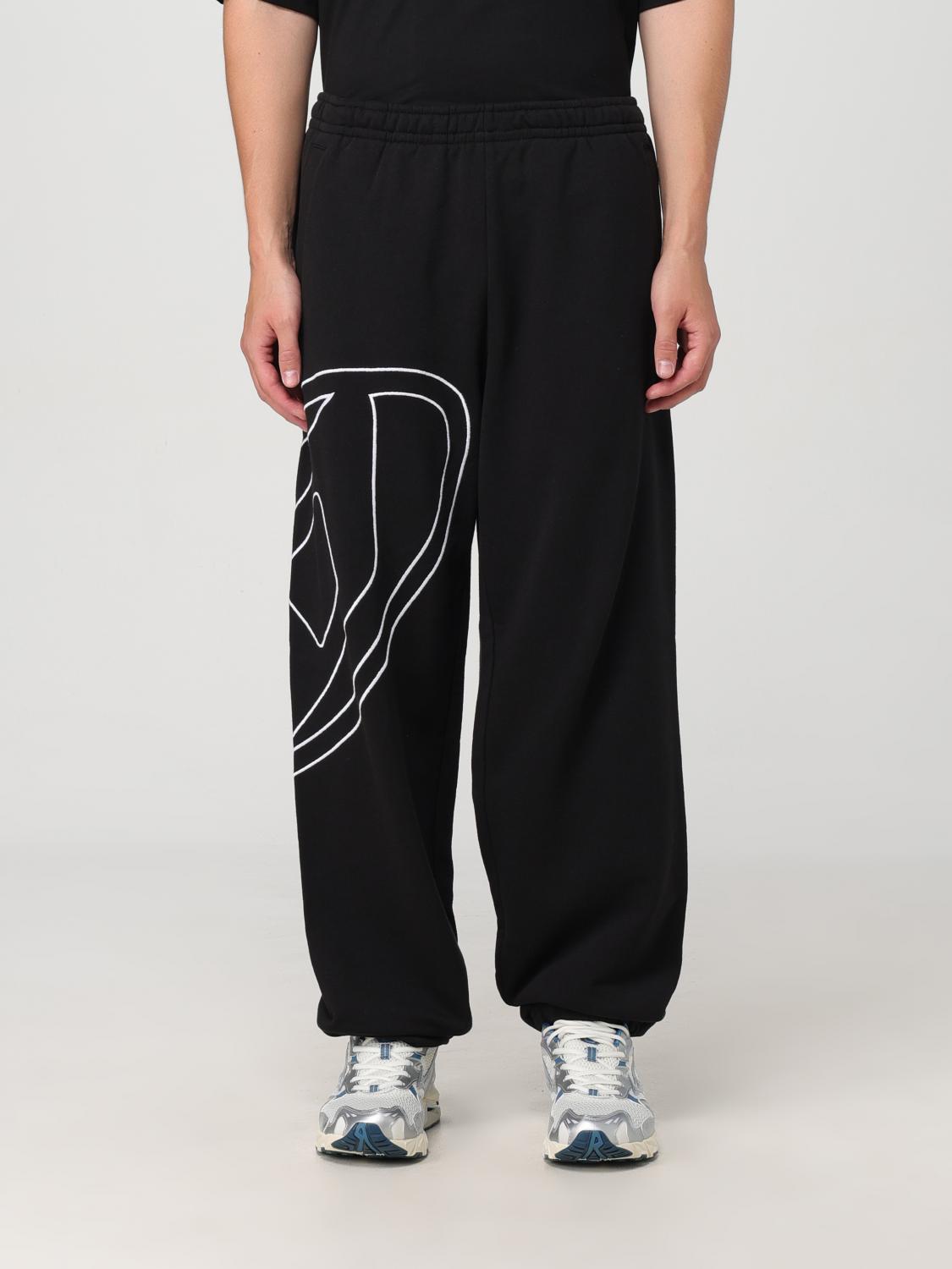 Diesel Cotton Trousers With Graphic Detail And Fit In Schwarz