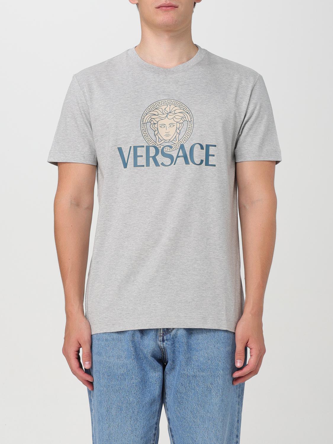 Shop Versace T-shirt  Men Color Grey In Grau