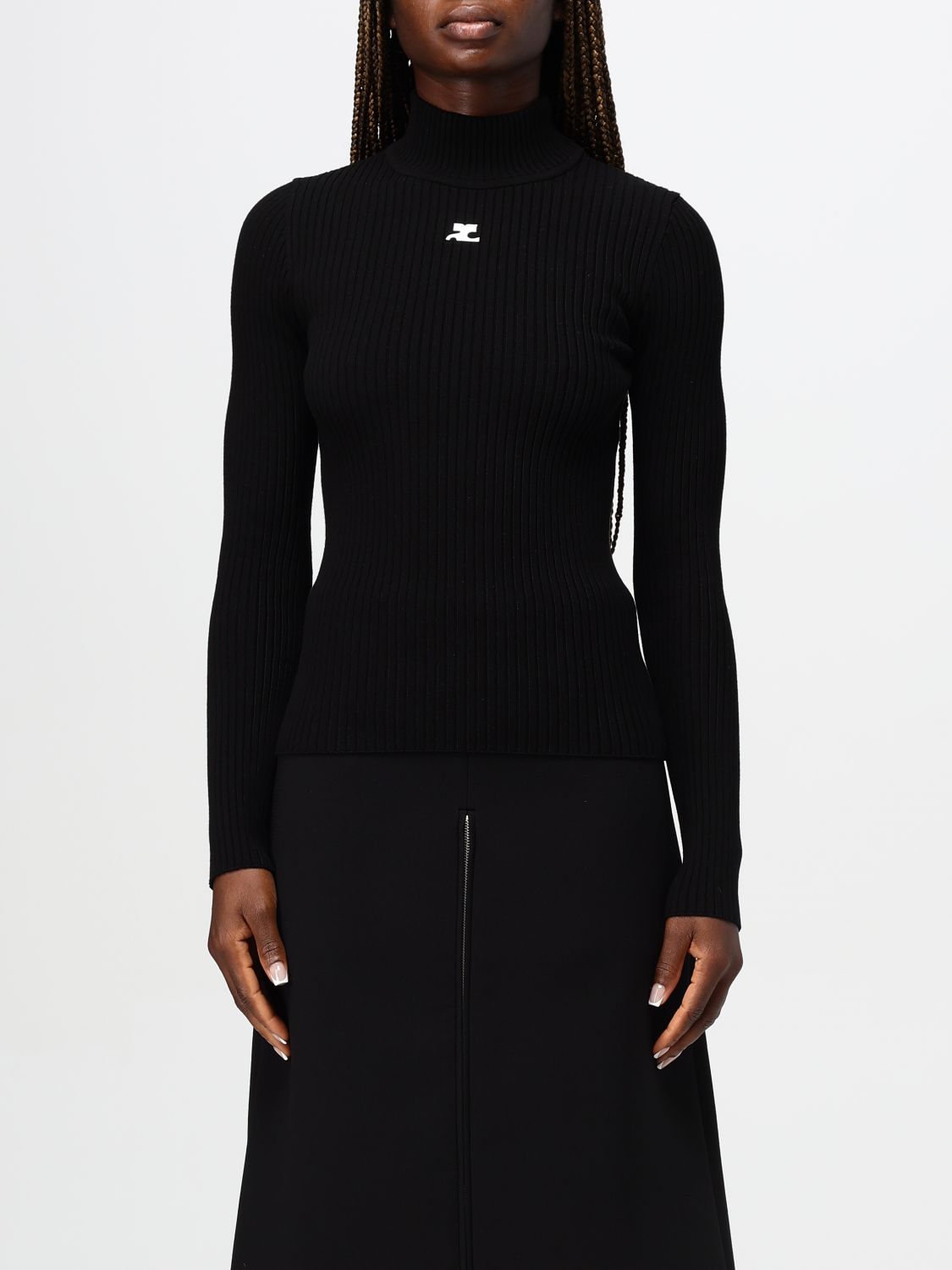 Shop Courrèges Sweater  Woman Color Black In Schwarz