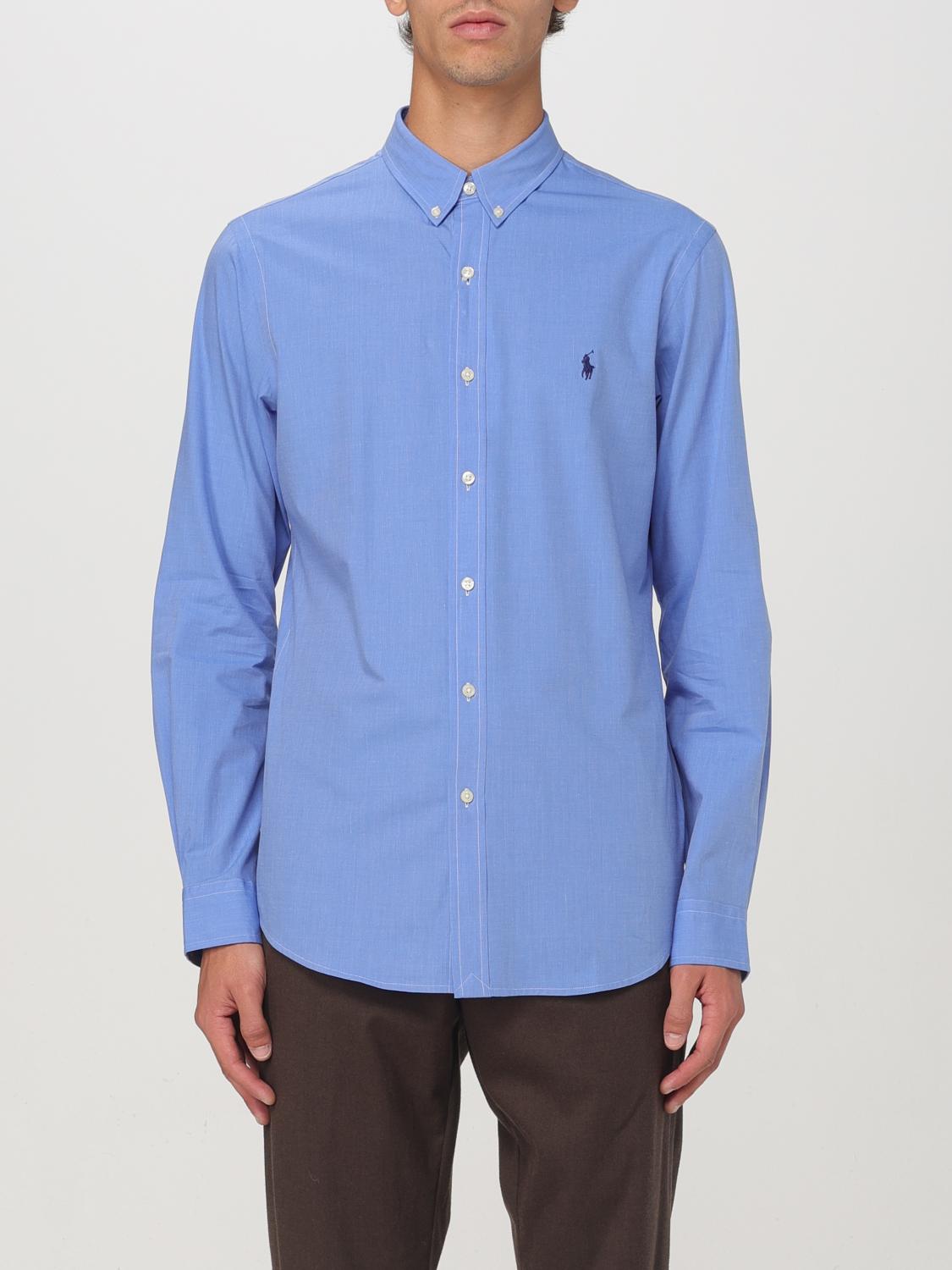 Shop Polo Ralph Lauren Shirt  Men Color Gnawed Blue In Hellblau