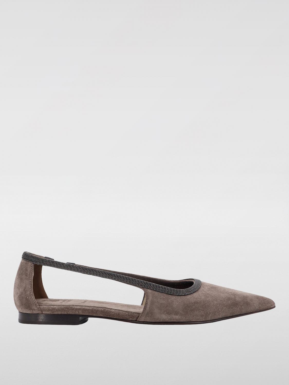 Shop Brunello Cucinelli Ballet Flats  Woman Color Grey In Grau