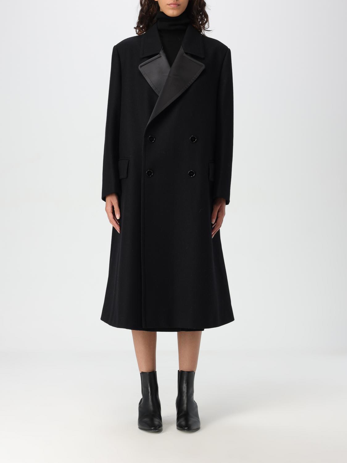 Shop Mm6 Maison Margiela Coat  Woman Color Black In Schwarz