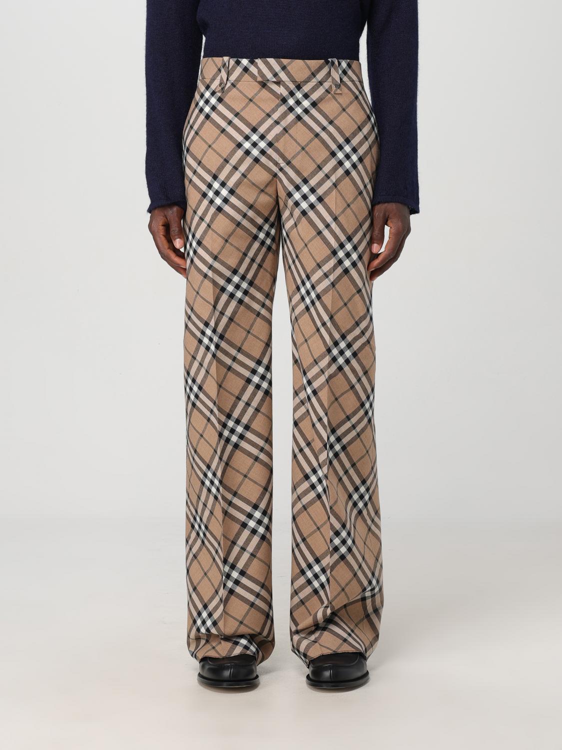 Burberry Men Check Linen-blend Pants In Beige