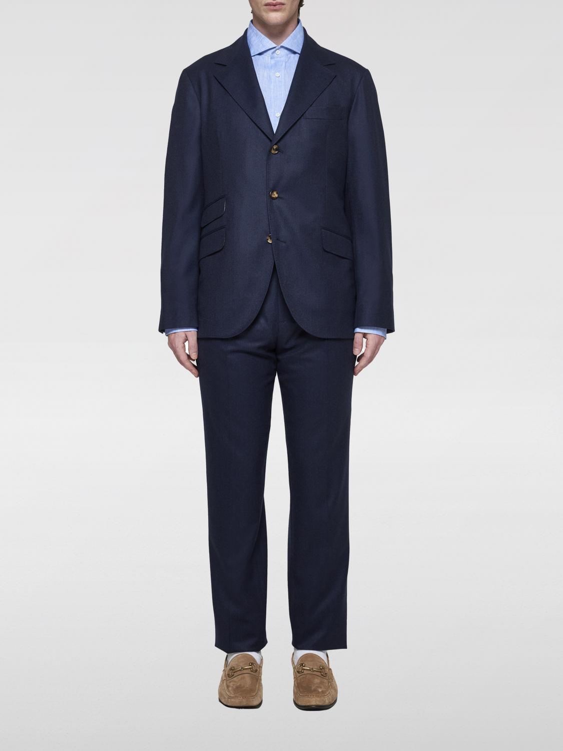 Shop Brunello Cucinelli Suit  Men Color Marine In 海蓝色