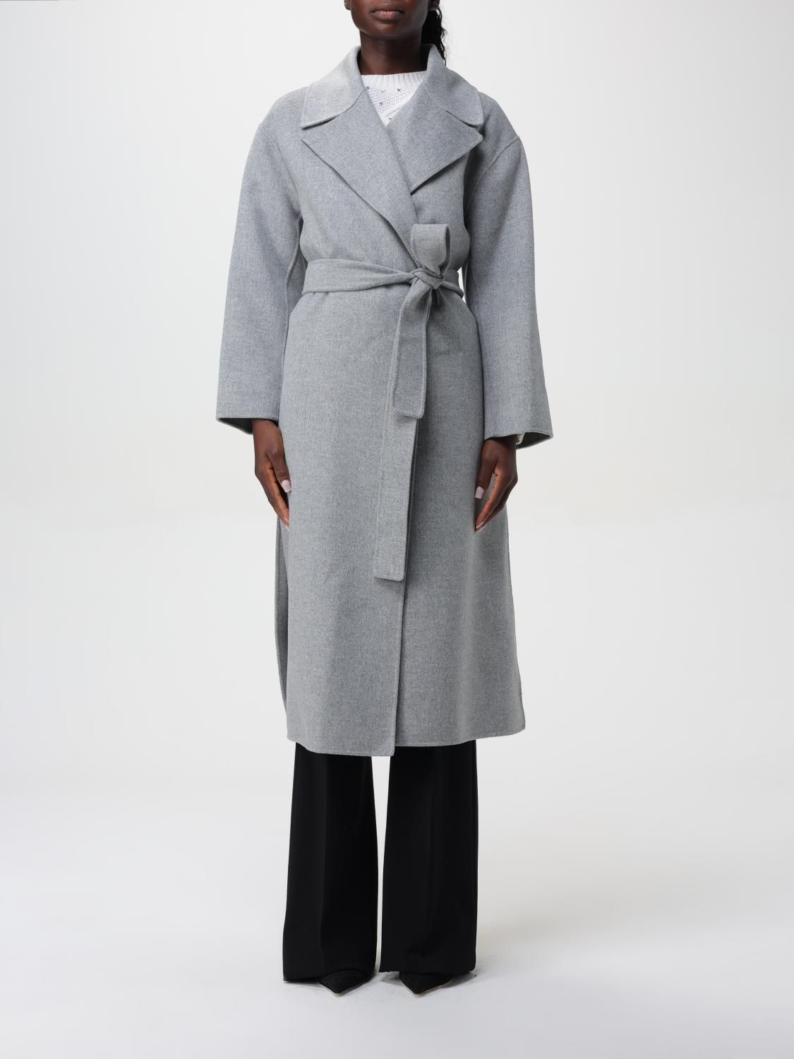 Shop Max Mara Coat  Woman Color Grey In Grau