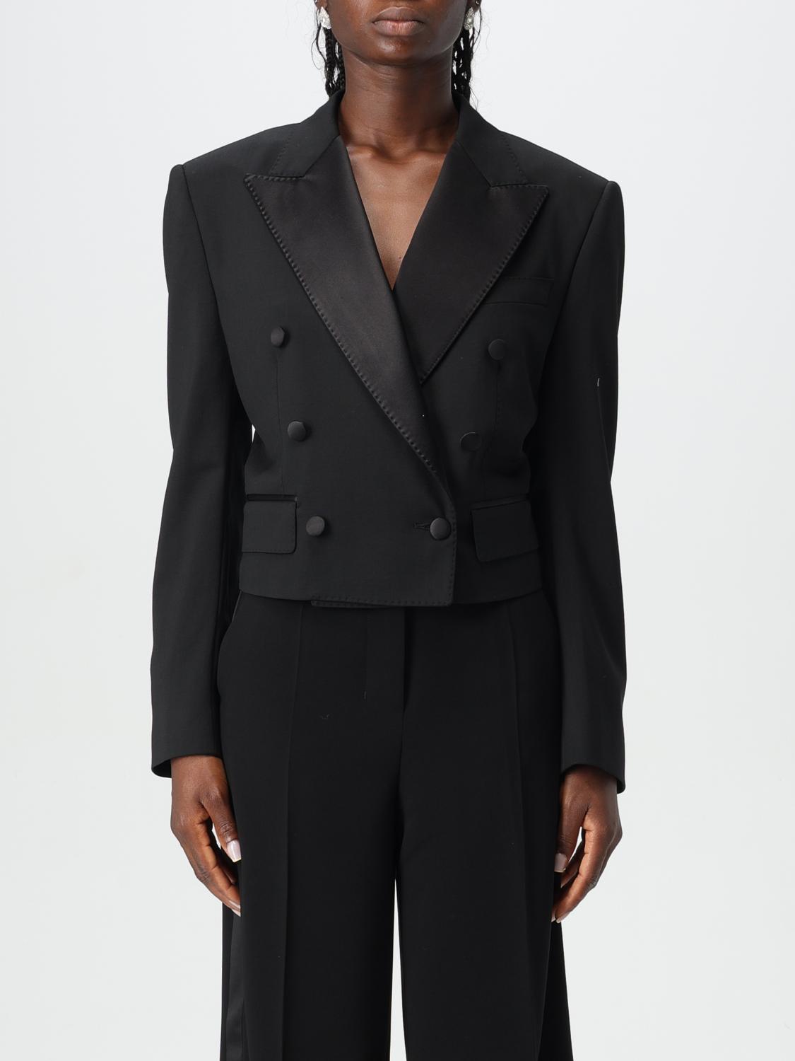 Dolce & Gabbana Virgin Wool-blend Cropped Blazer In Schwarz