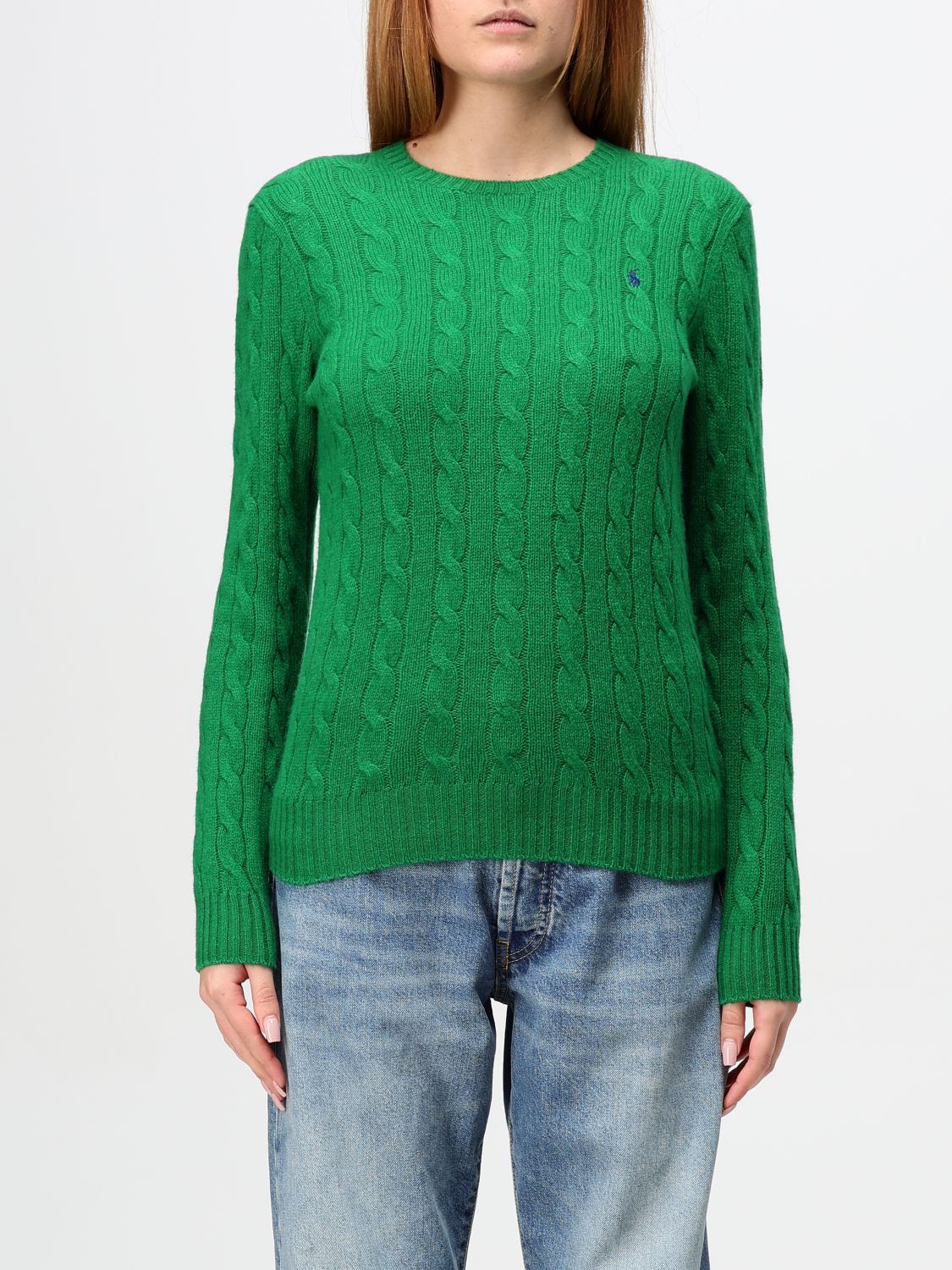 Shop Polo Ralph Lauren Sweater  Woman Color Green In Grün