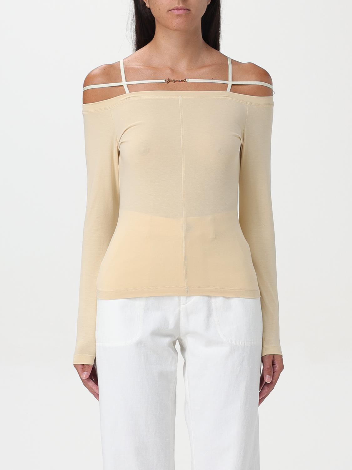 Jacquemus Long Sleeve Lingerie Sierra T-shirt In Beige