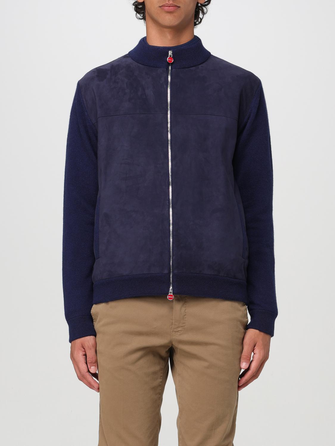 Shop Kiton Jacket  Men Color Blue In Blau