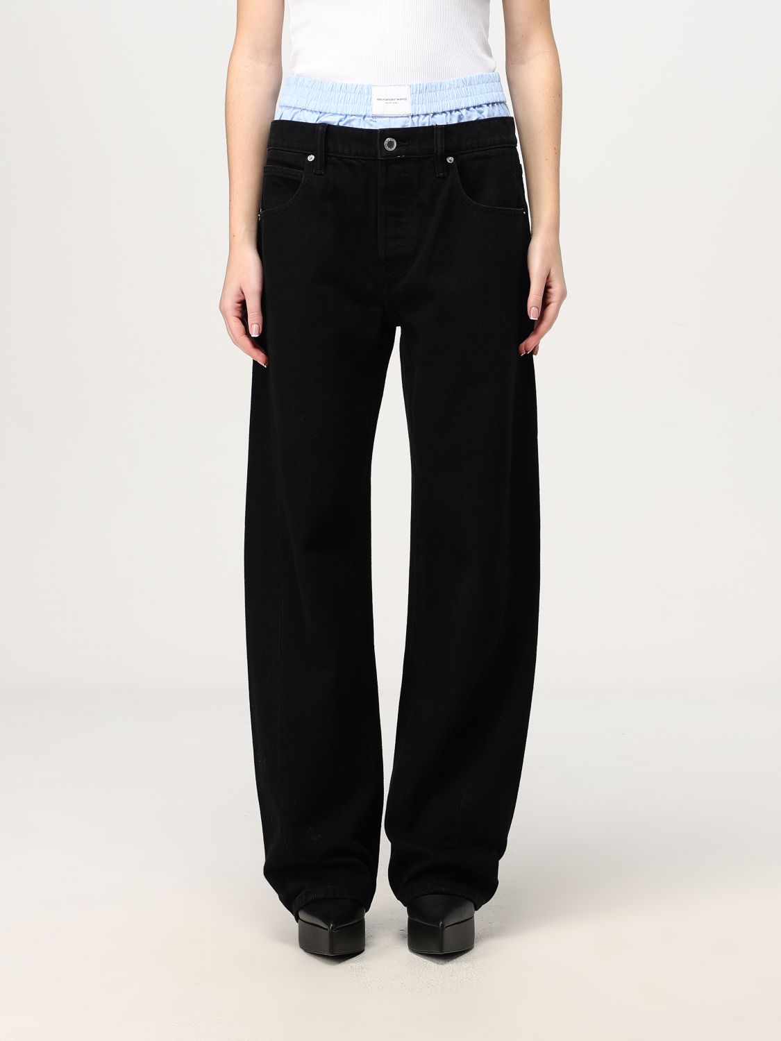 Shop Alexander Wang Jeans  Woman Color Black In Schwarz