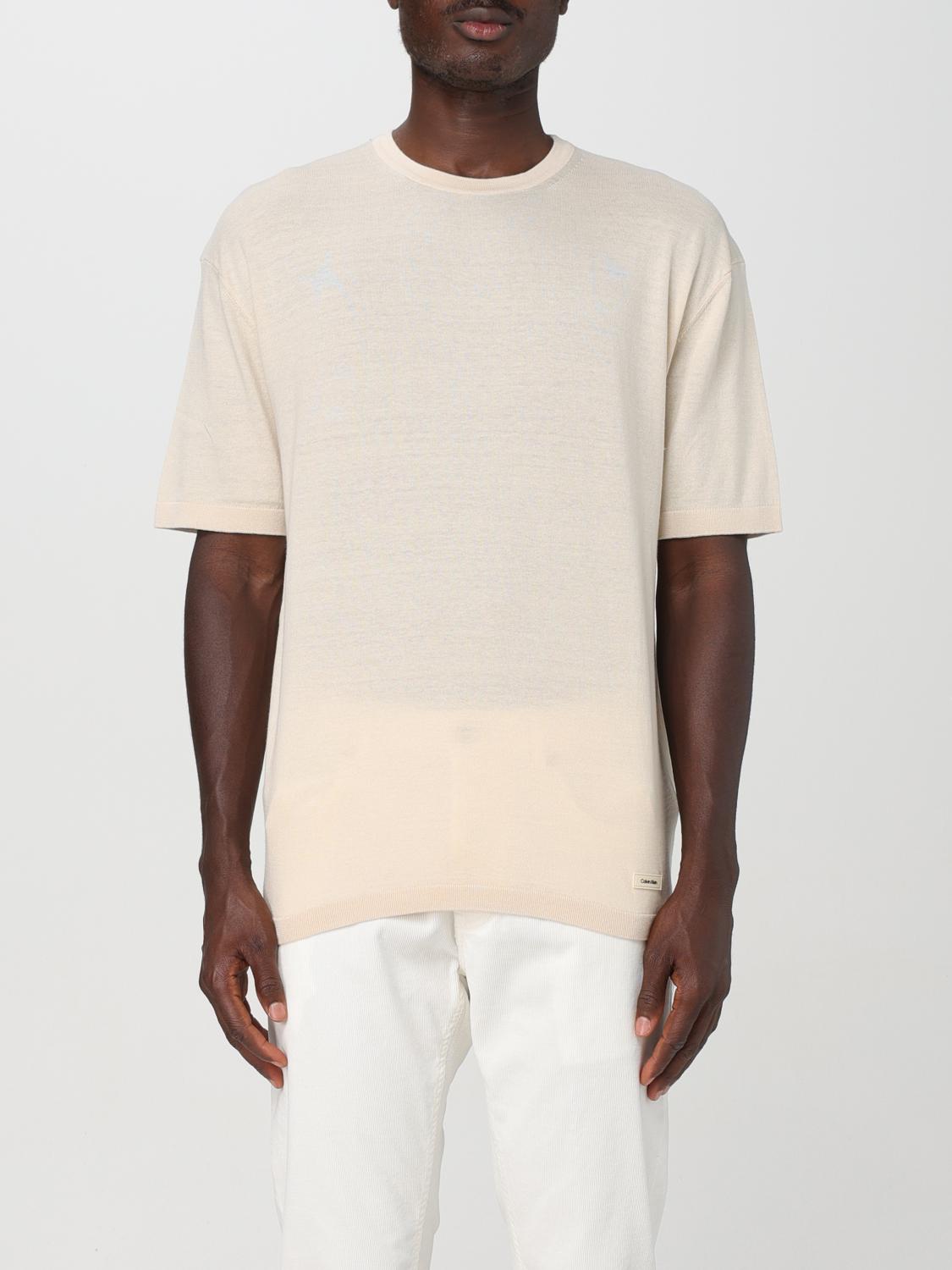 Shop Calvin Klein T-shirt  Men Color Yellow Cream