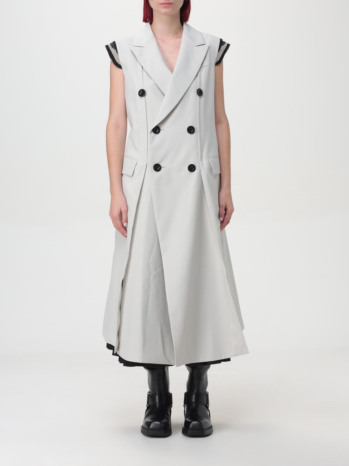 Shop Sacai Trench Coat  Woman Color Beige