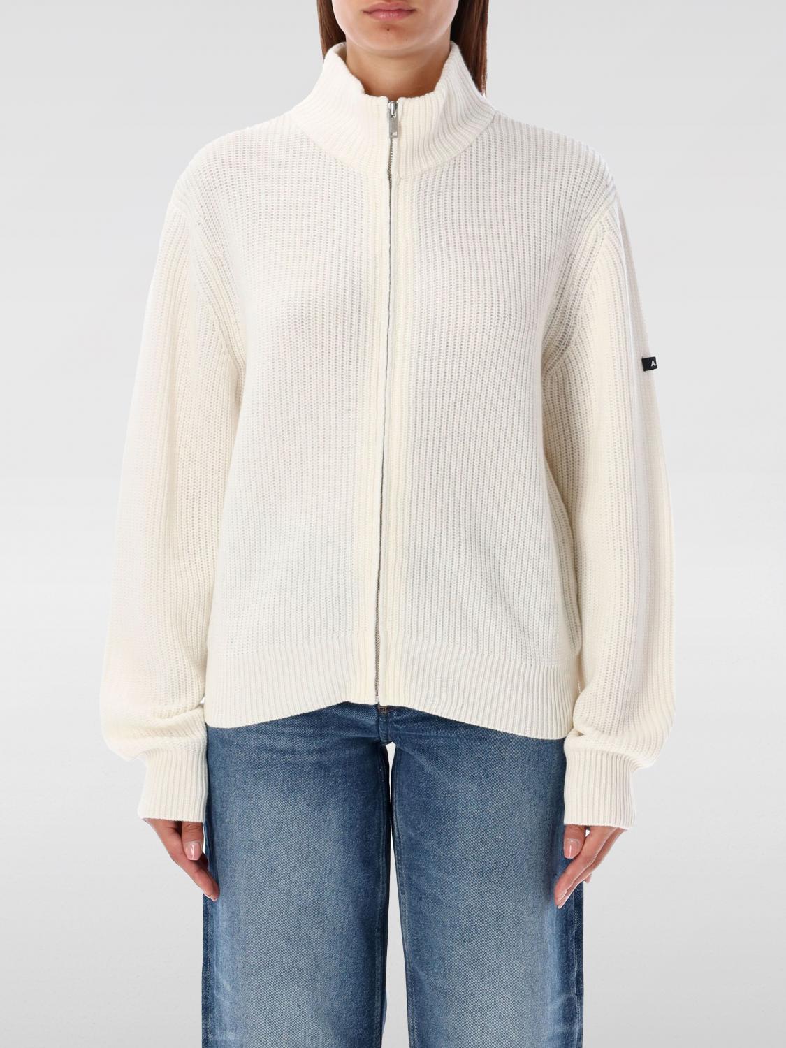 Apc A.p.c. Ribbed Wool Cardigan With Zip In Beige