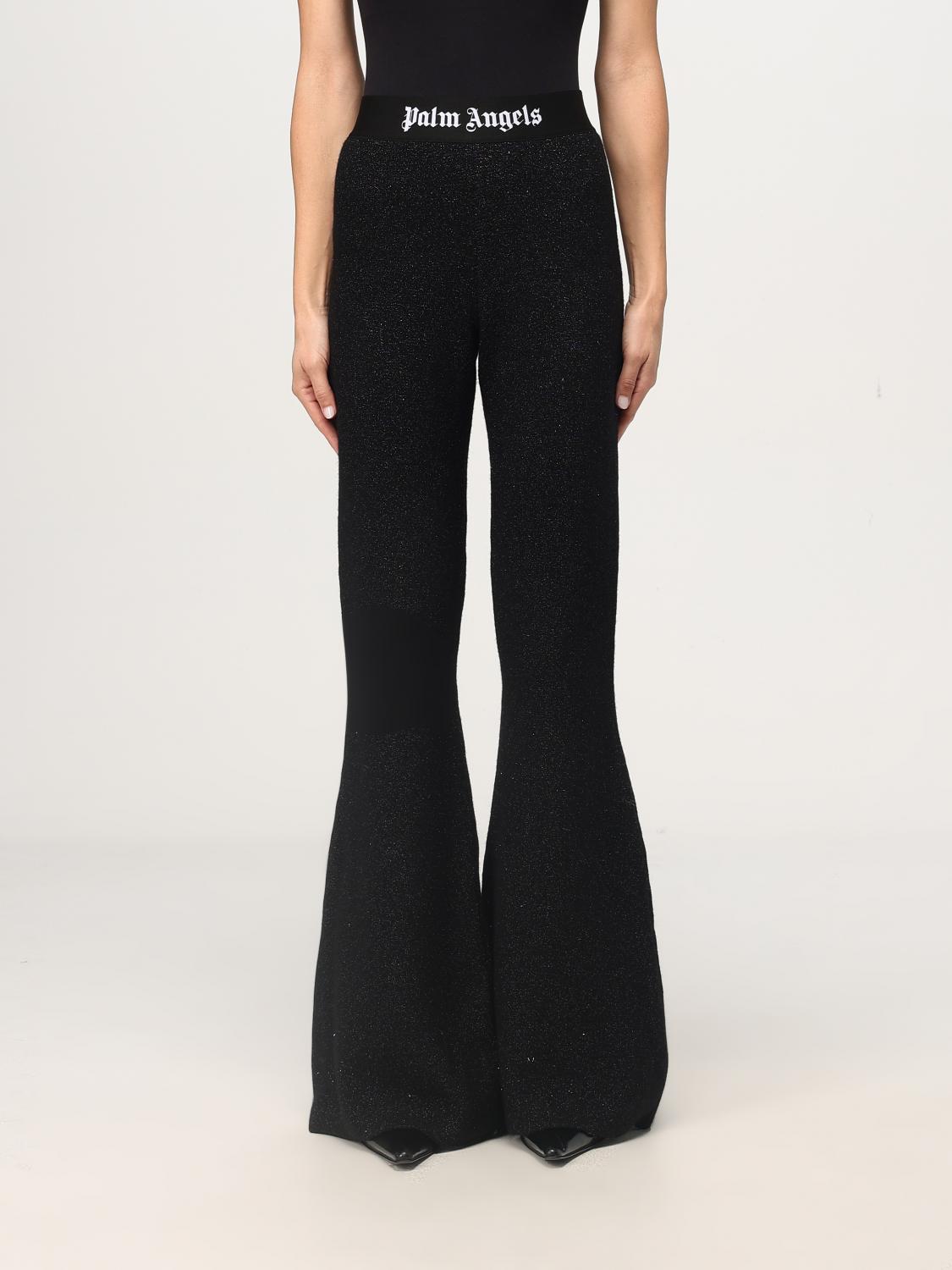 Shop Palm Angels Pants Woman Color Black In Schwarz