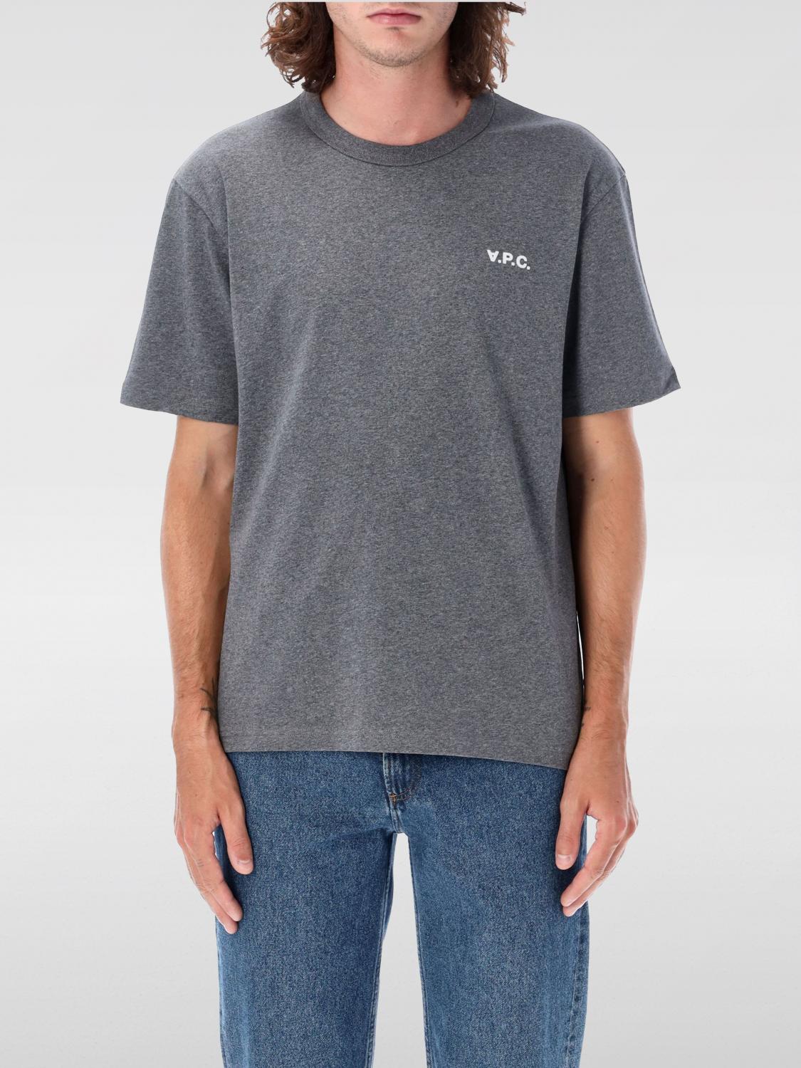 Apc Gray Flocked T-shirt In Gray