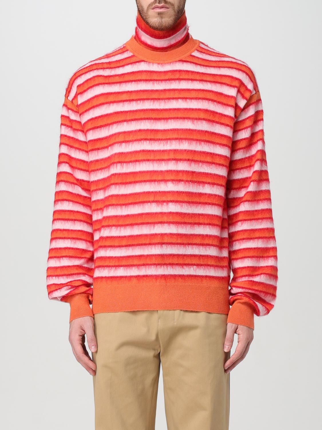 Marni Orange Striped Sweater In Grau