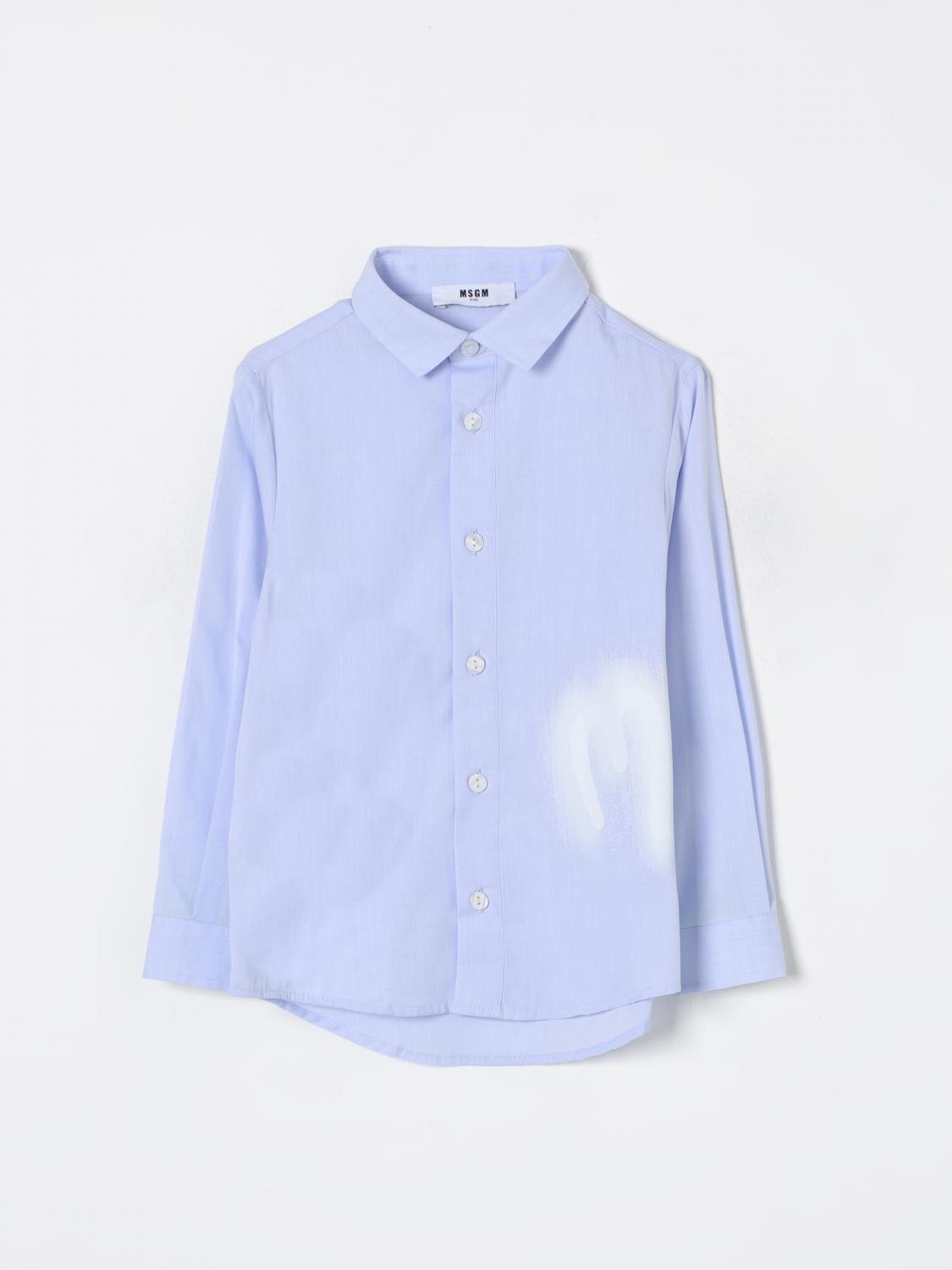 Shop Msgm Shirt  Kids Kids Color Gnawed Blue In Hellblau