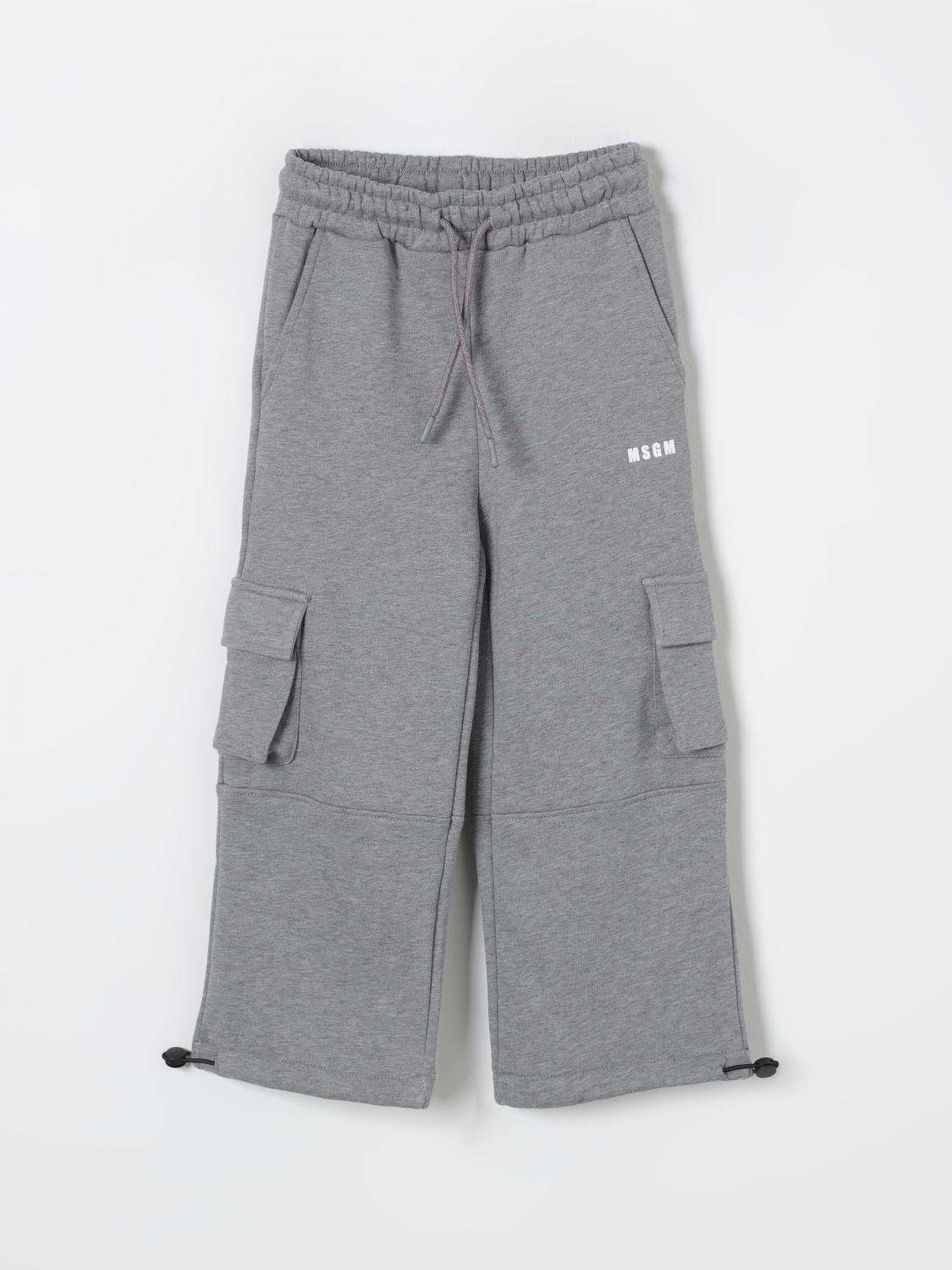 Shop Msgm Pants  Kids Kids Color Grey In Grau