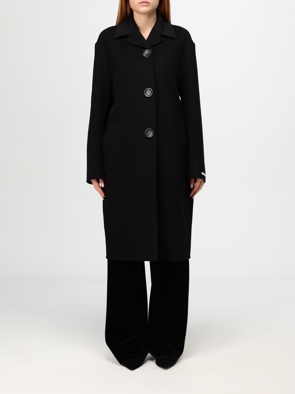 Shop Sportmax Coat  Woman Color Black In Schwarz