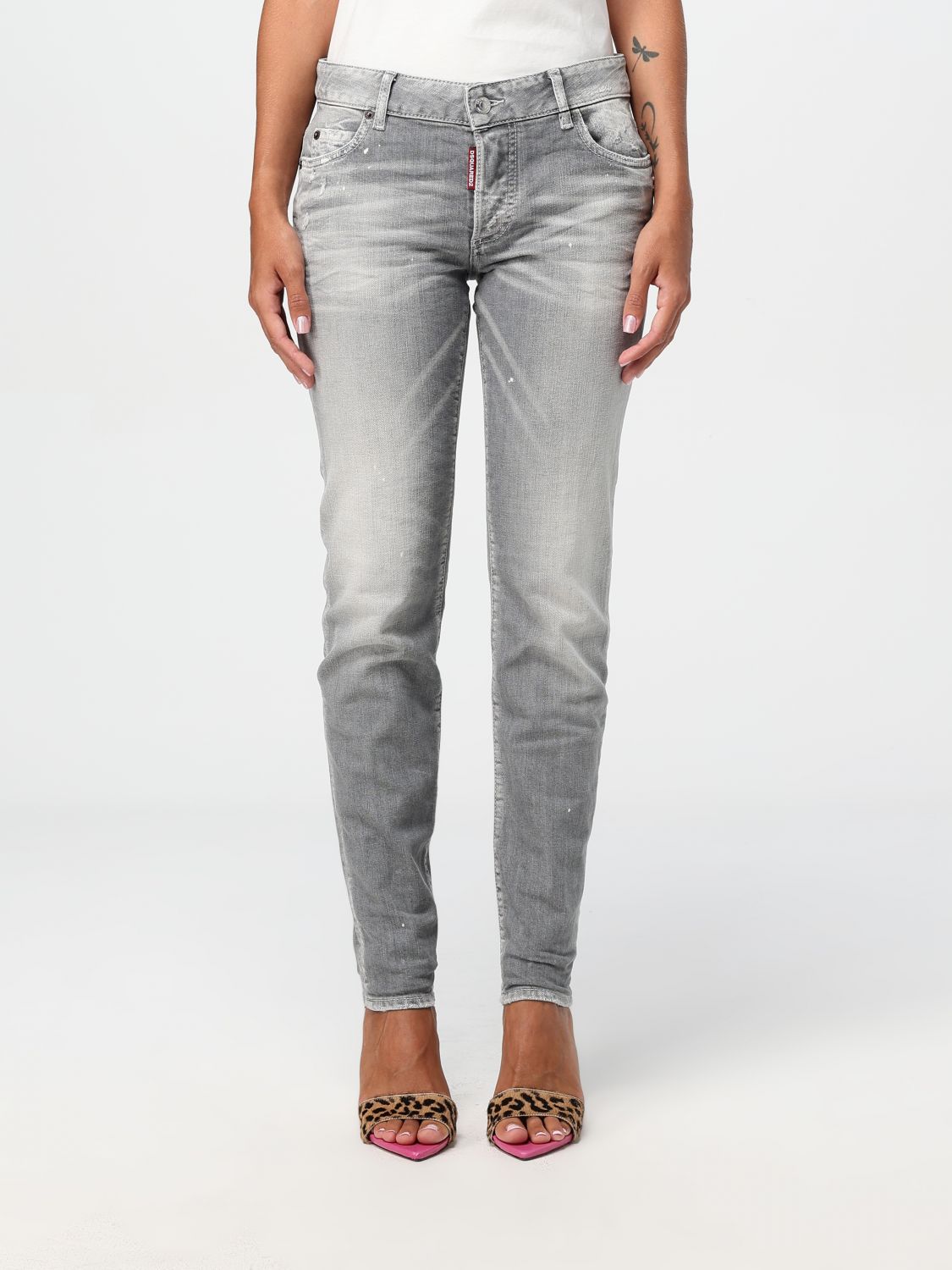 Shop Dsquared2 Jeans  Woman Color Grey In Grau