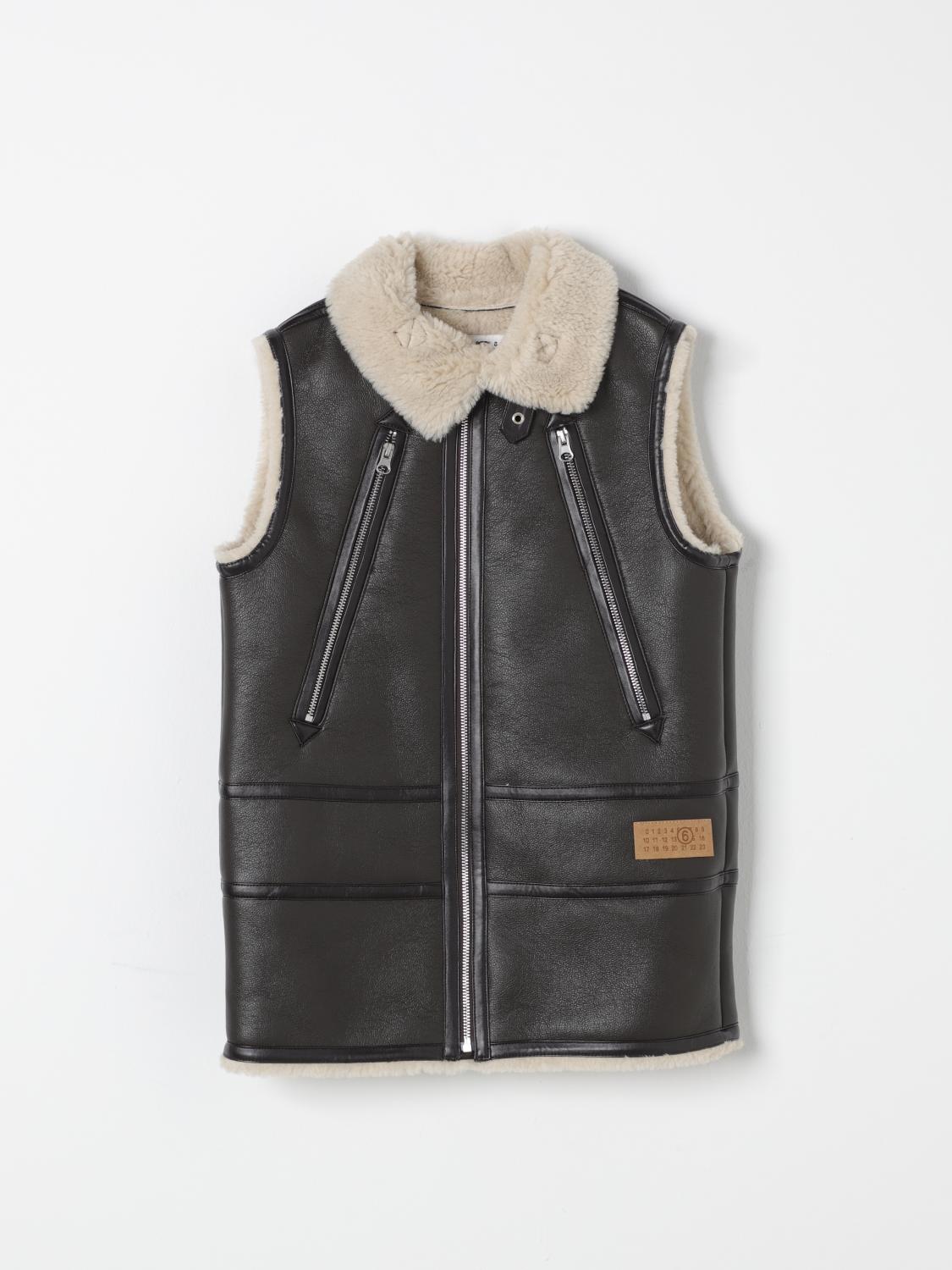 Shop Mm6 Maison Margiela Waistcoat  Kids Color Brown In Braun