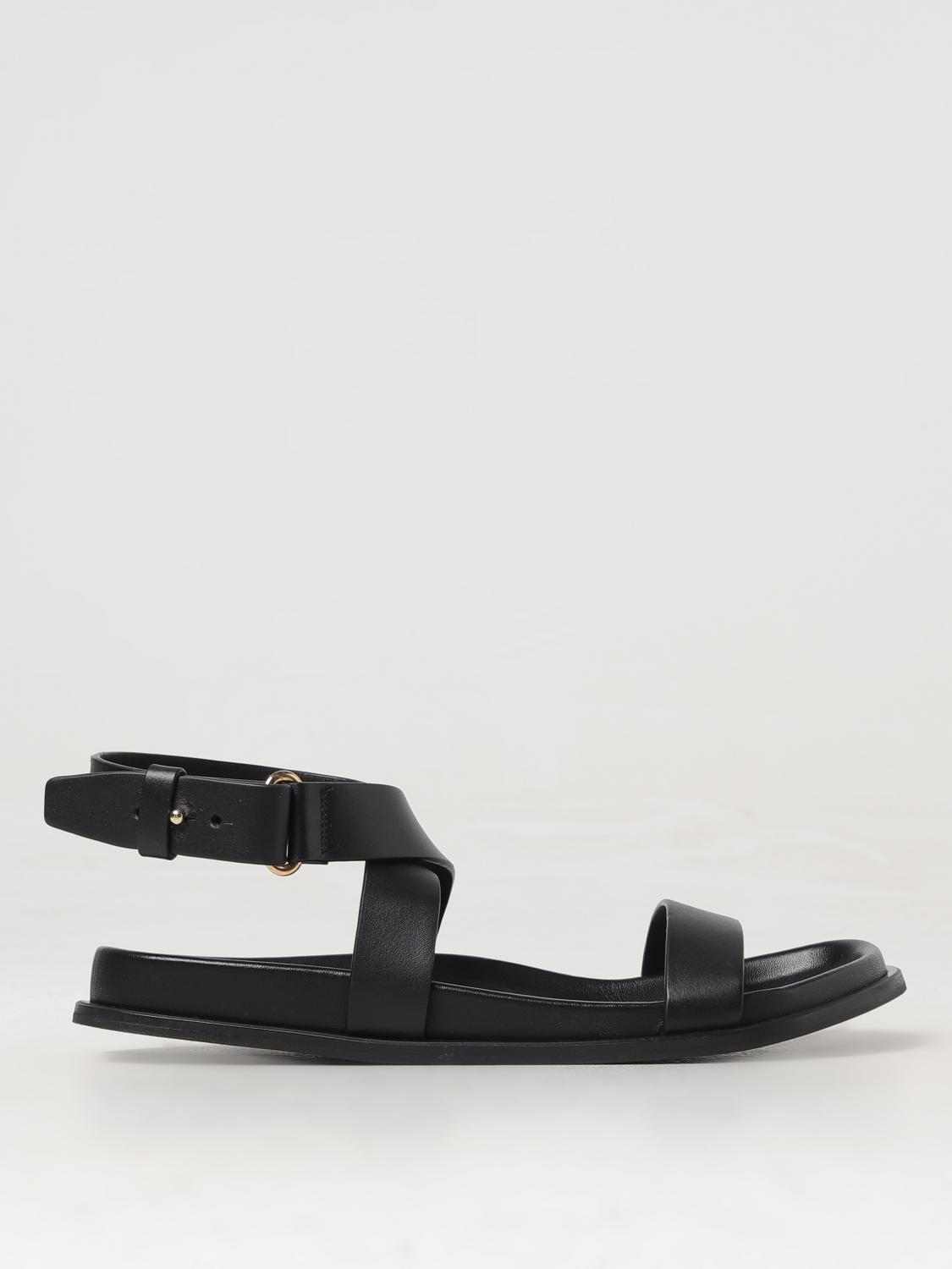 Shop Totême Flat Sandals Toteme Woman Color Black In Schwarz