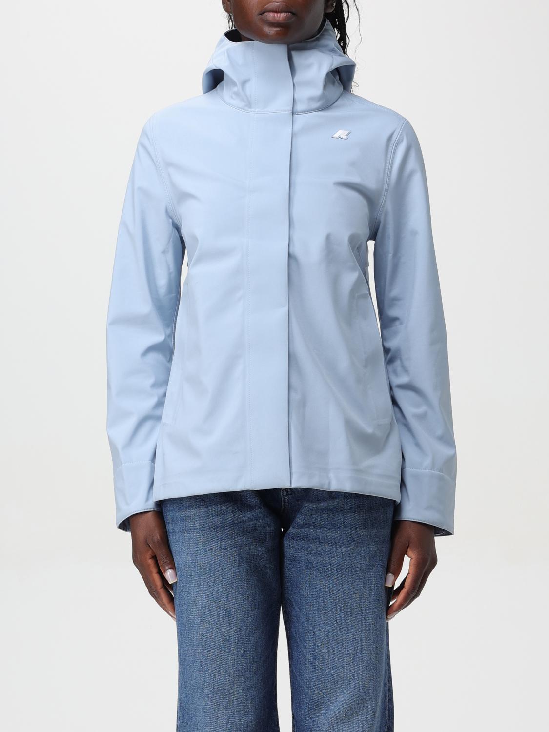 Shop K-way Jacket  Woman Color Blue In Blau