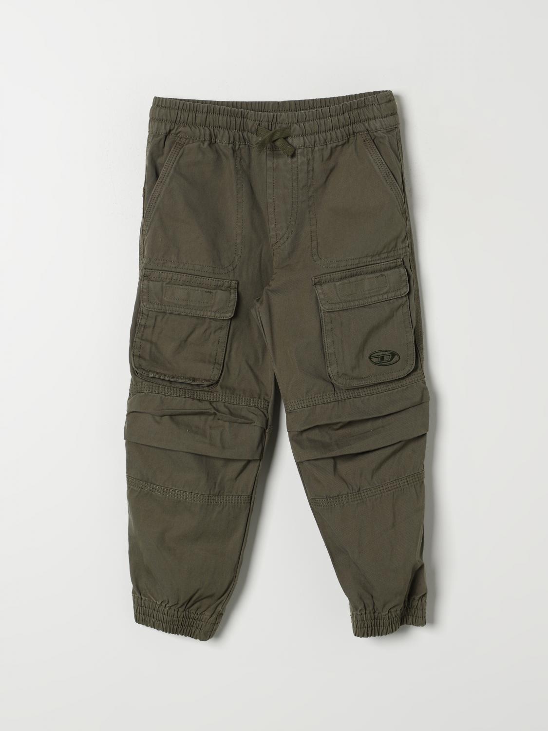 Shop Diesel Pants  Kids Color Green In Grün