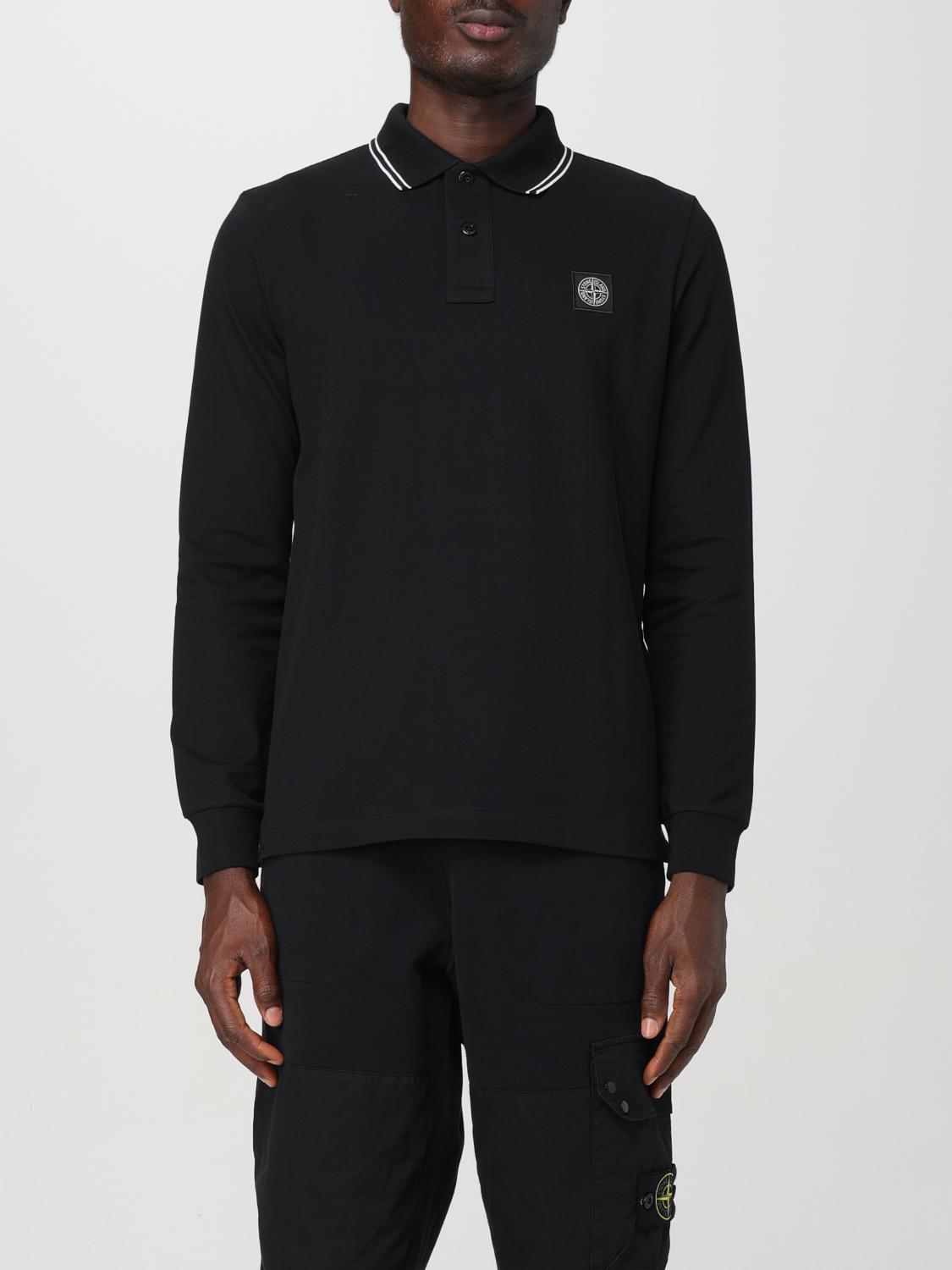 Shop Stone Island Polo Shirt  Men Color Black In Schwarz