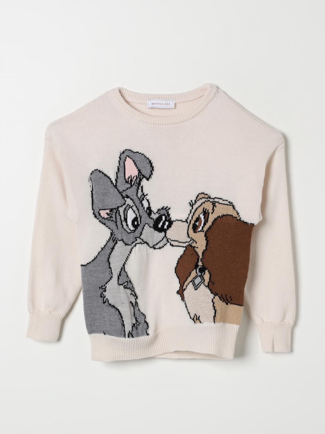 Monnalisa Lady And The Tramp Knit Sweater In Cream