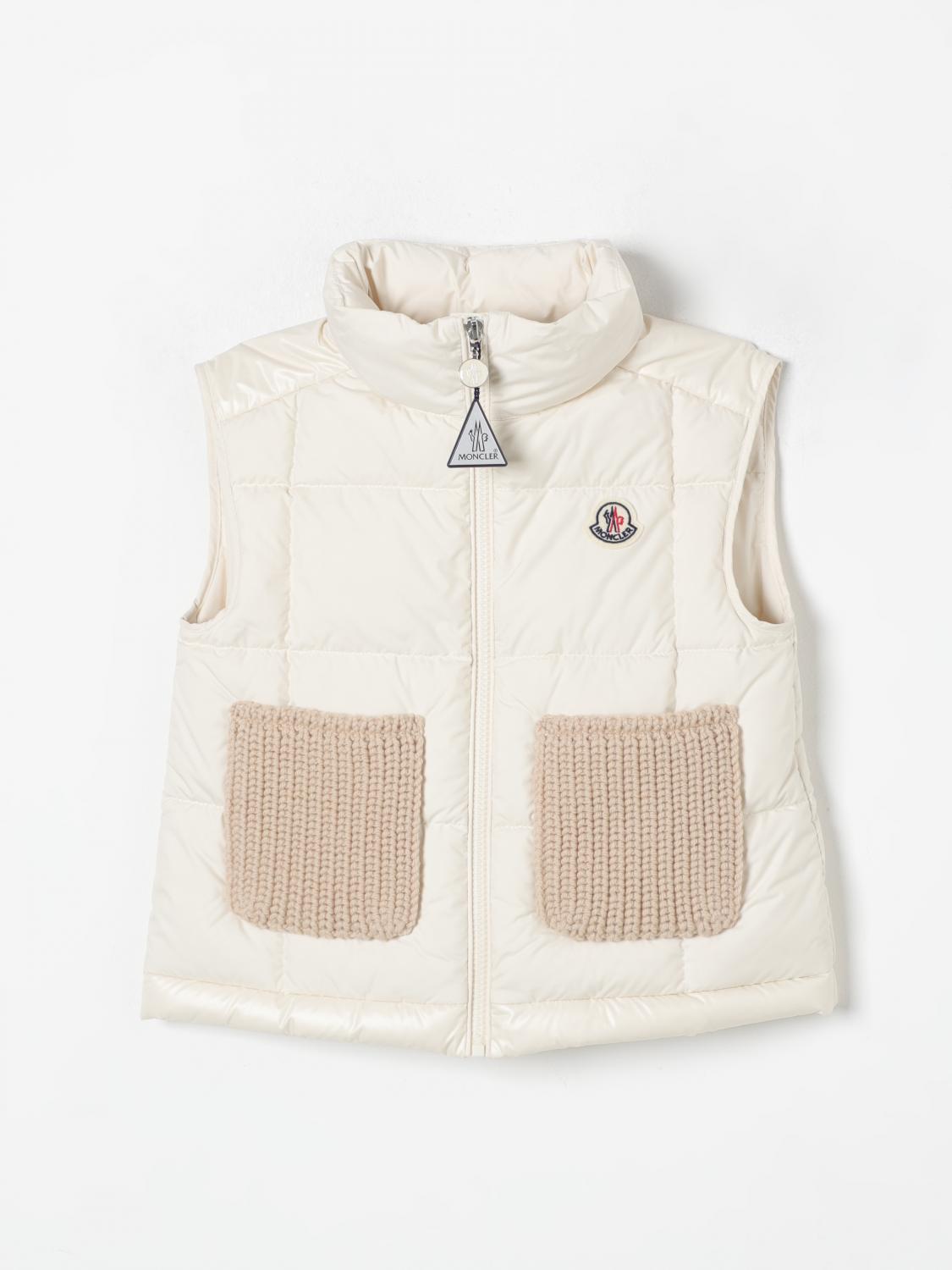 Shop Moncler Waistcoat  Kids Color White In Weiss