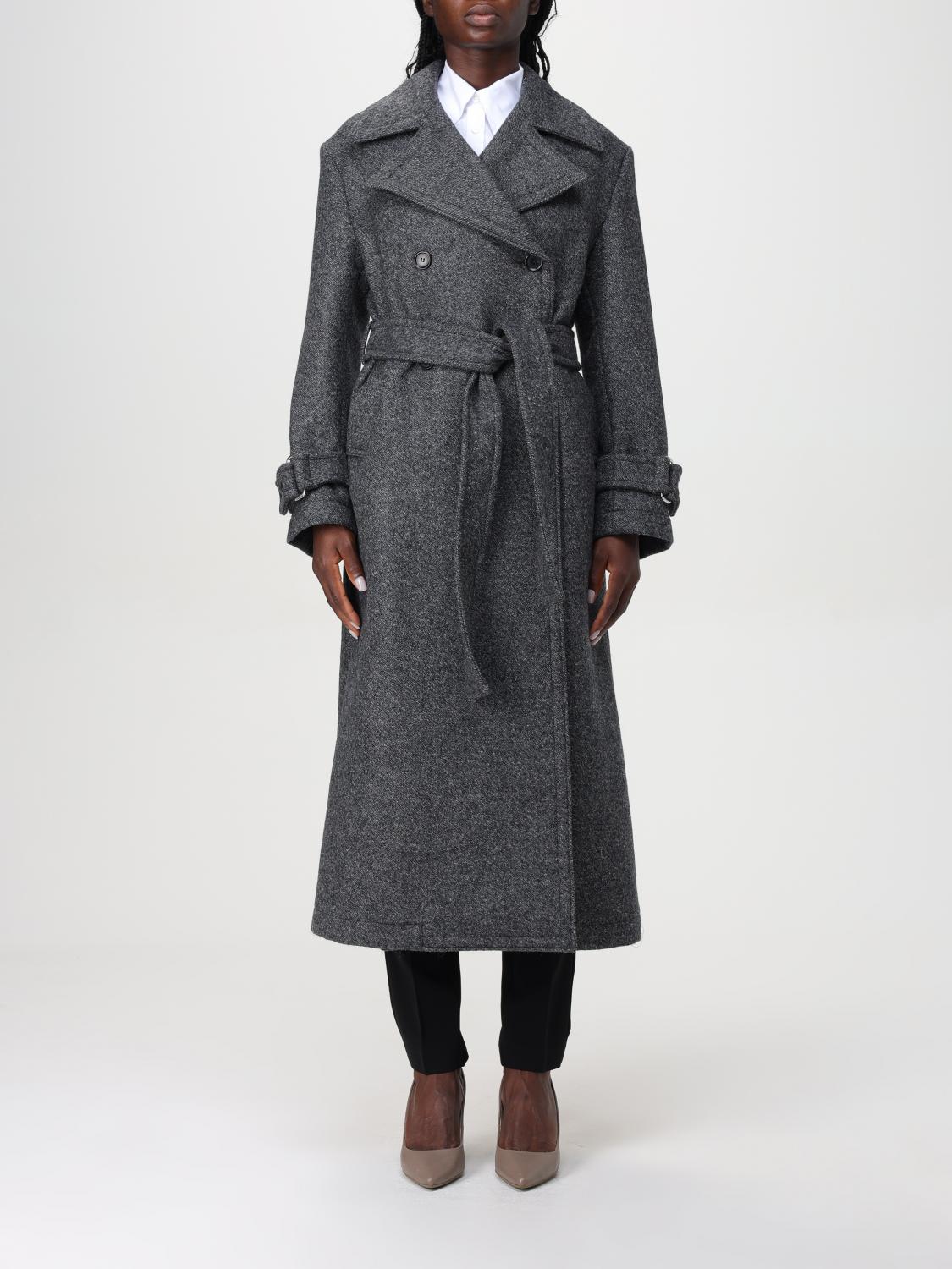 Shop Pinko Coat  Woman Color Grey In 灰色