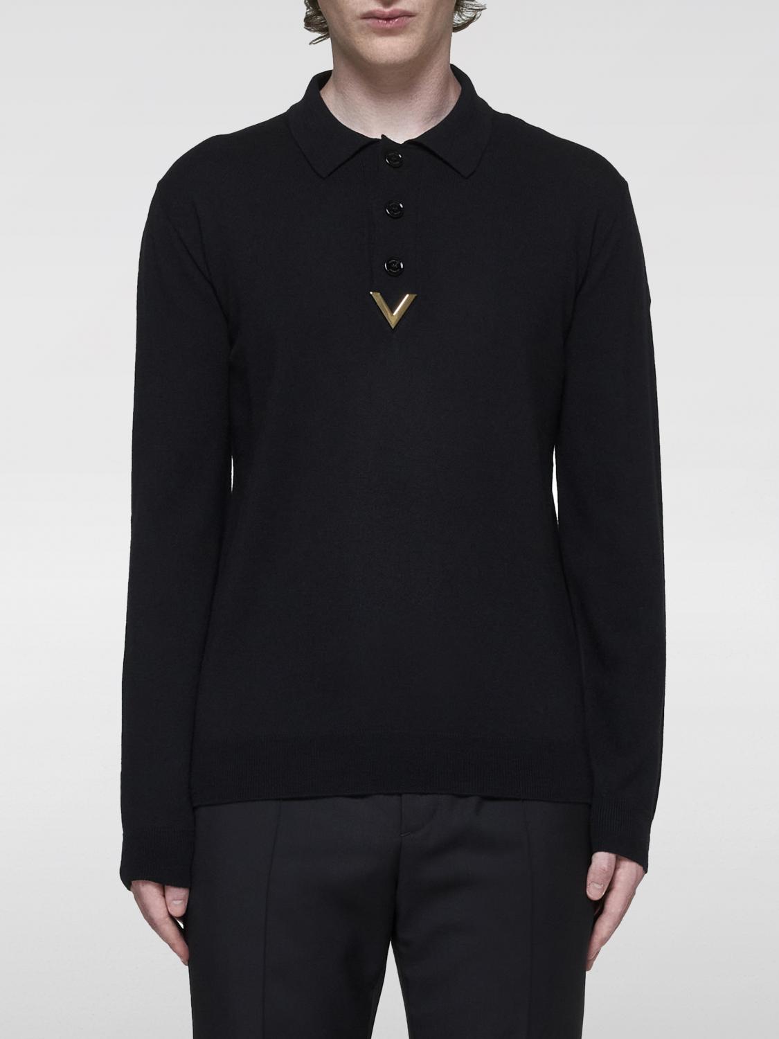 Shop Valentino Polo Shirt  Men Color Black In Schwarz