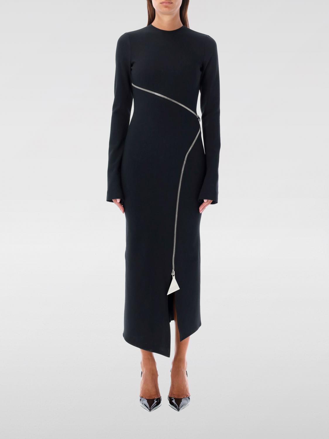 Attico Zip-up Jersey Midi Dress In Black