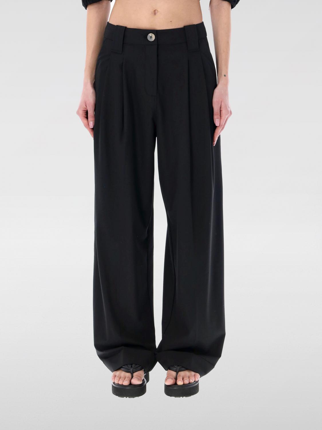 Shop Ganni Pants  Woman Color Black In Schwarz