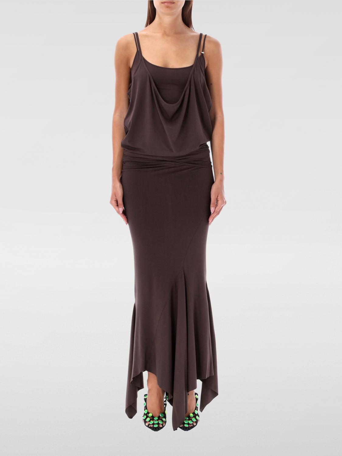 Shop Attico Dress The Woman Color Brown In Braun