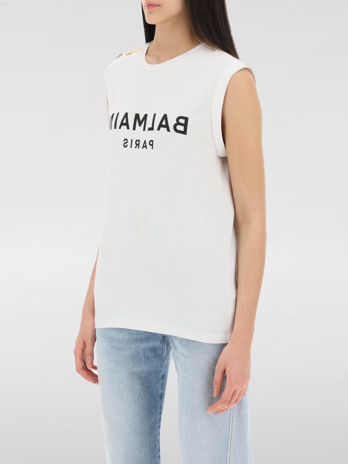 Shop Balmain T-shirt  Woman Color White In Weiss