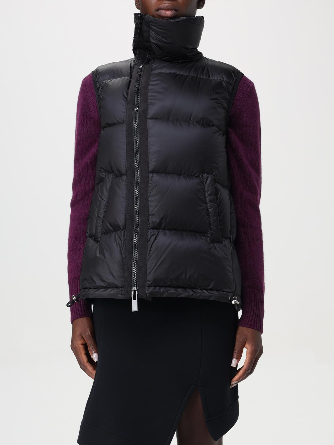 Shop Sacai Waistcoat  Woman Color Black In Schwarz