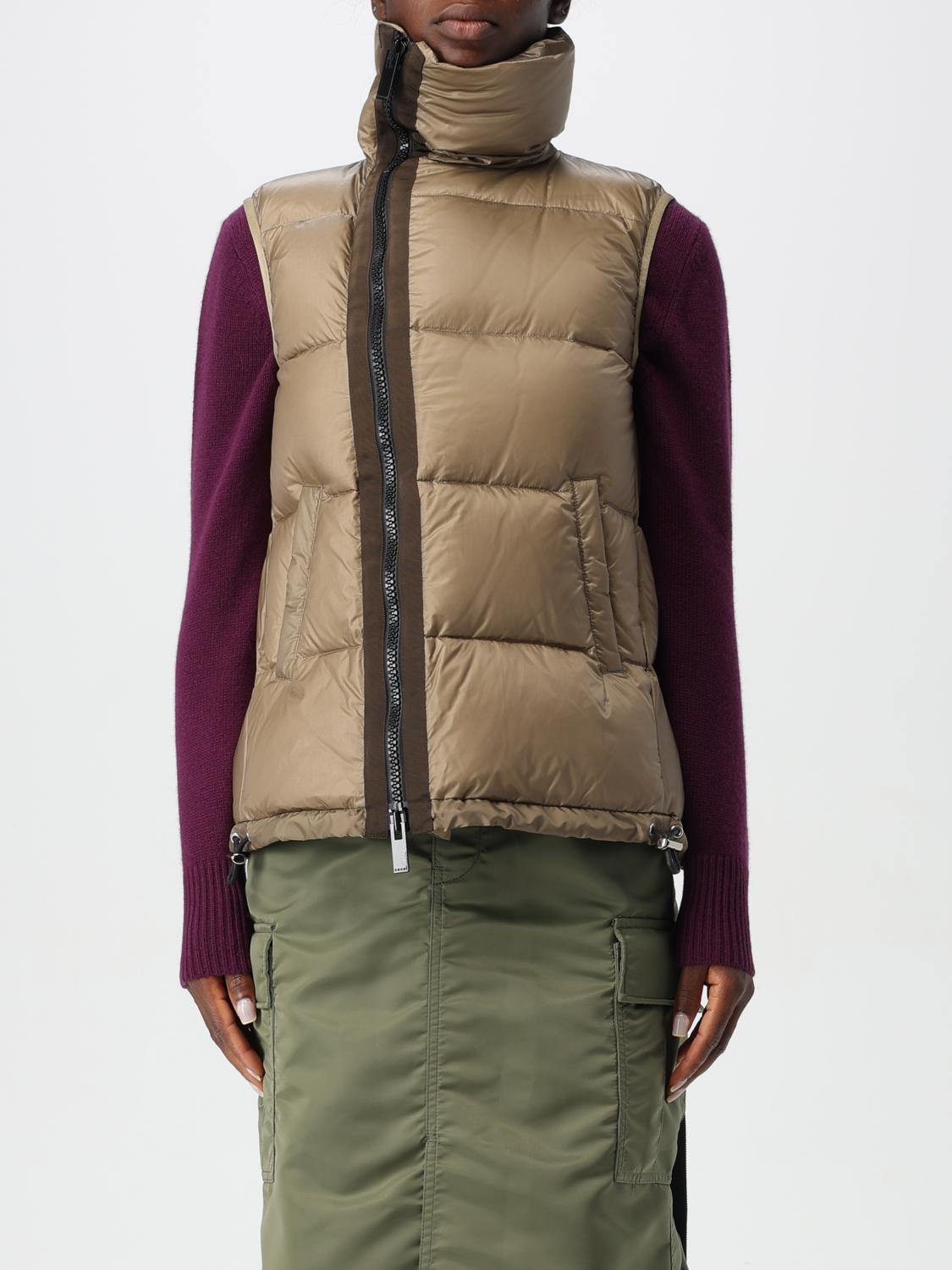 Shop Sacai Waistcoat  Woman Color Beige