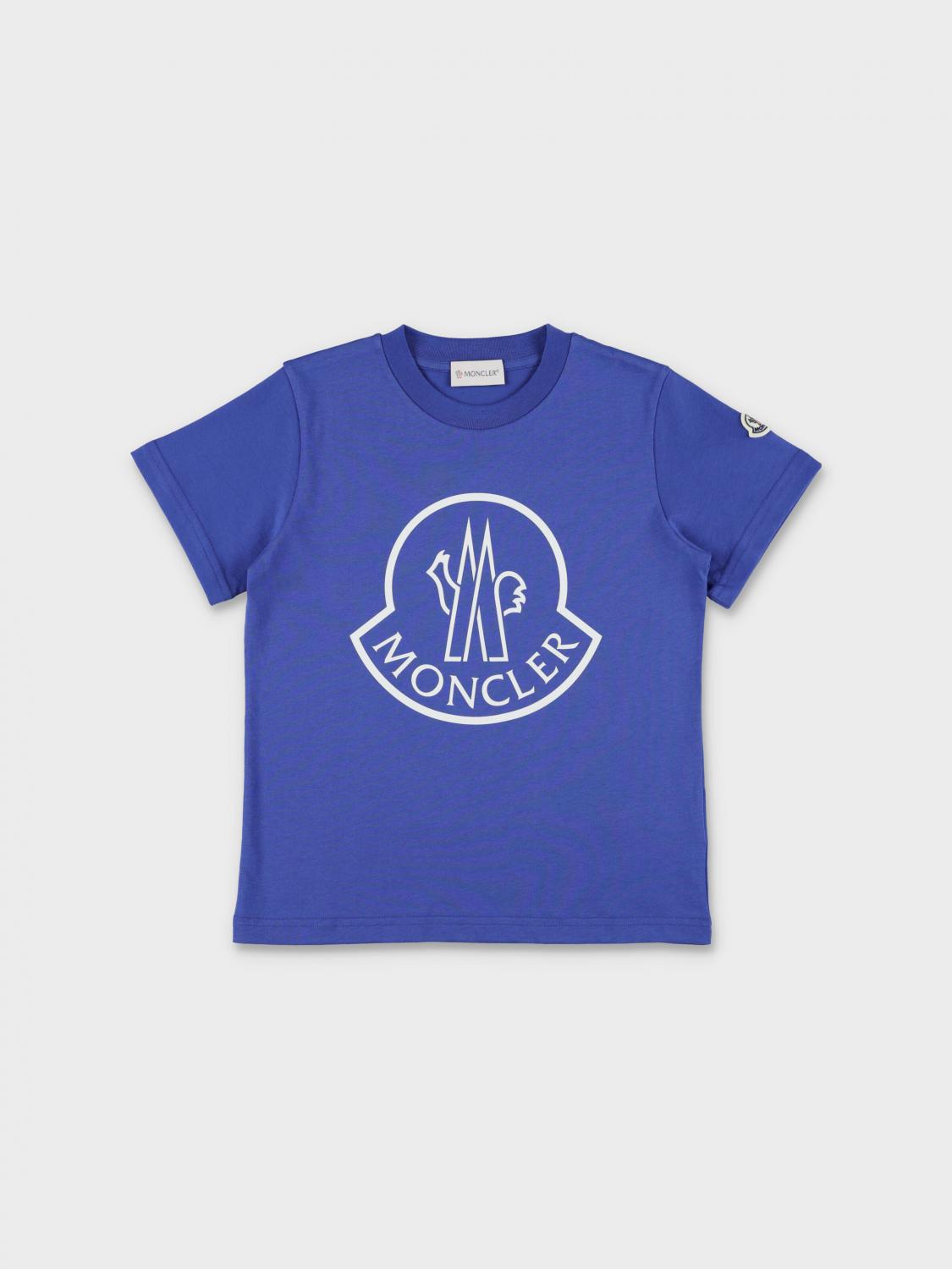 Shop Moncler T-shirt  Kids Color Blue In Blau