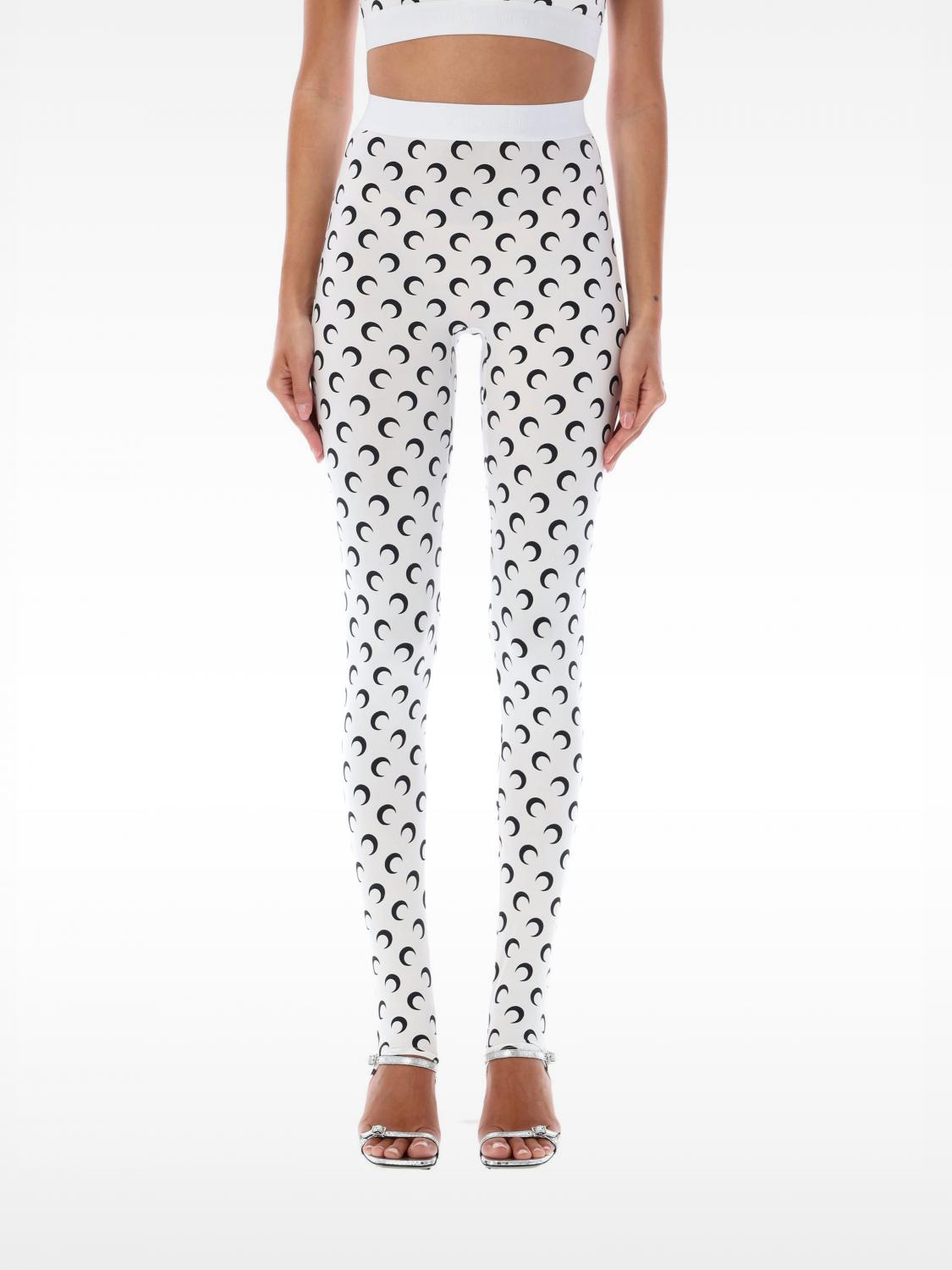 Marine Serre Crescent Moon Lycra Leggings With All-over Logo In White