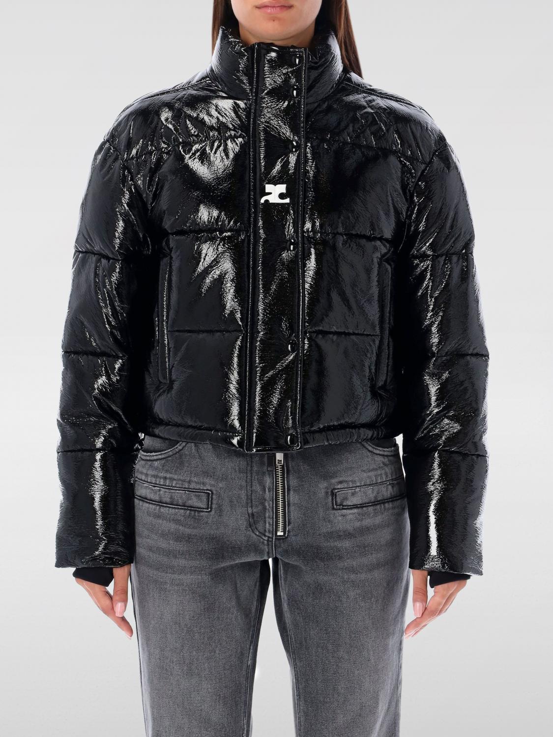 Courrèges Vinyl Down Jacket In Schwarz