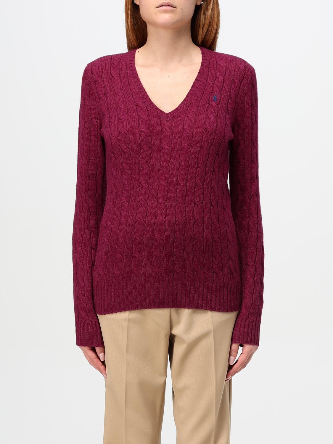 Shop Polo Ralph Lauren Sweater  Woman Color Burgundy In Burgunderrot