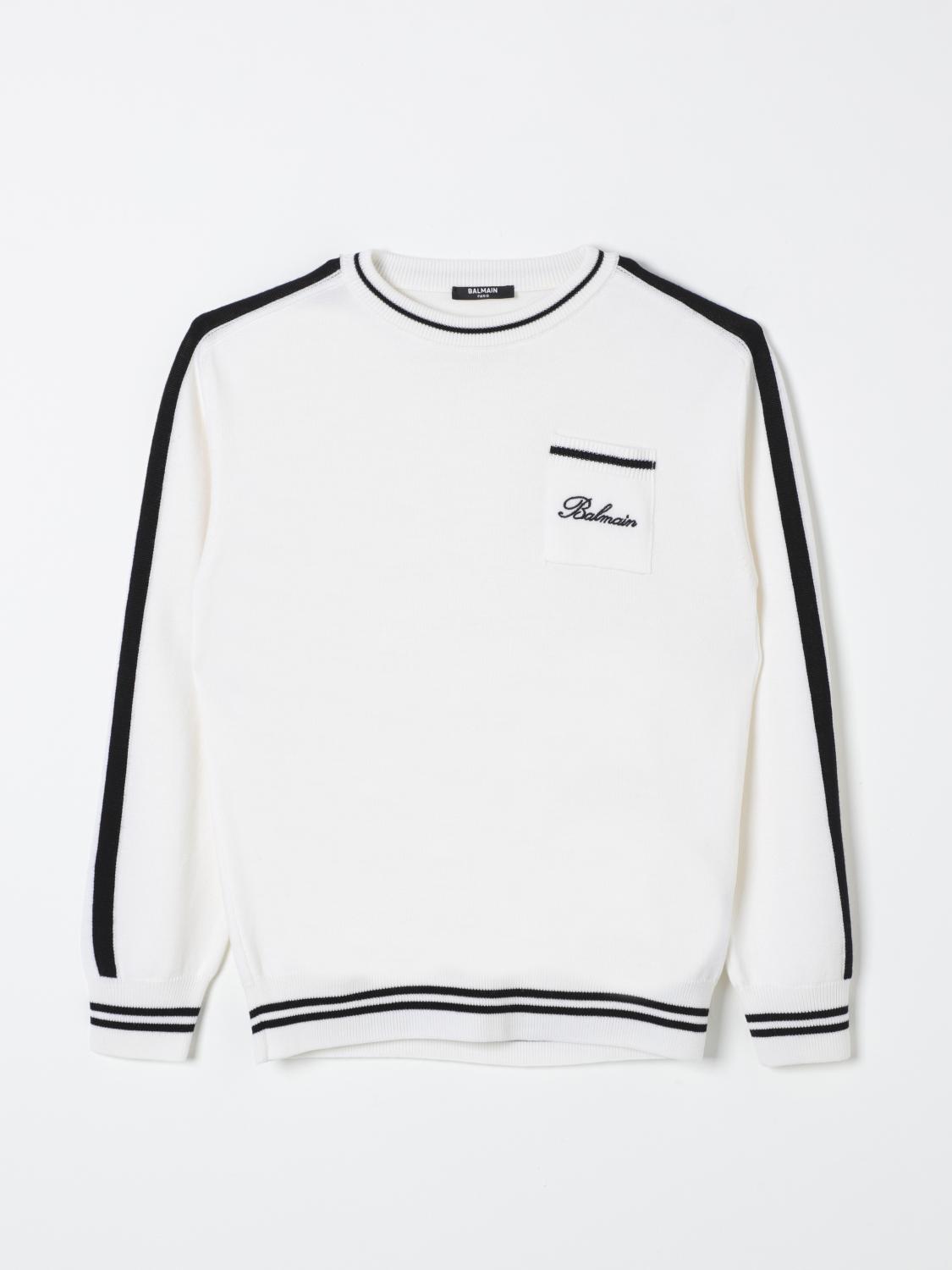 Shop Balmain Sweater  Kids Color White In Weiss