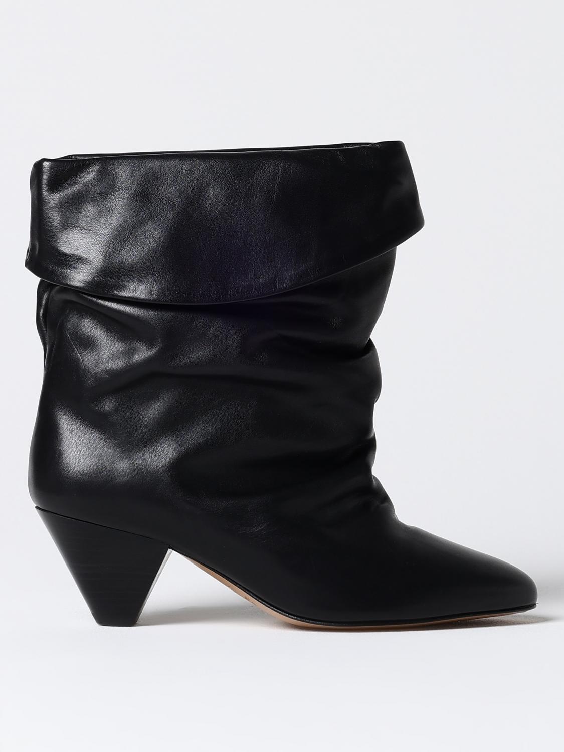 Shop Isabel Marant Flat Ankle Boots  Woman Color Black In Schwarz