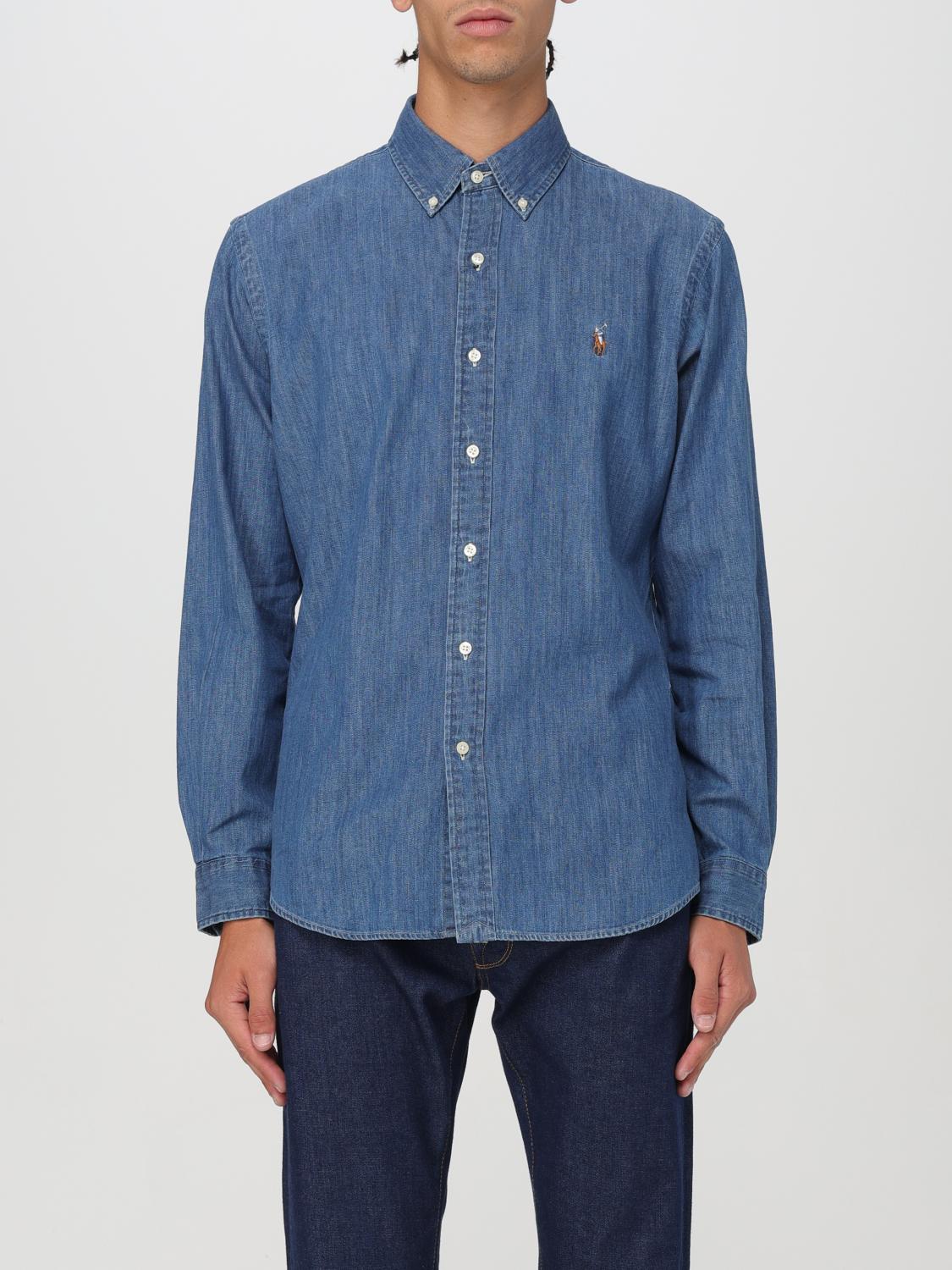 Shop Polo Ralph Lauren Shirt  Men Color Blue In Blau