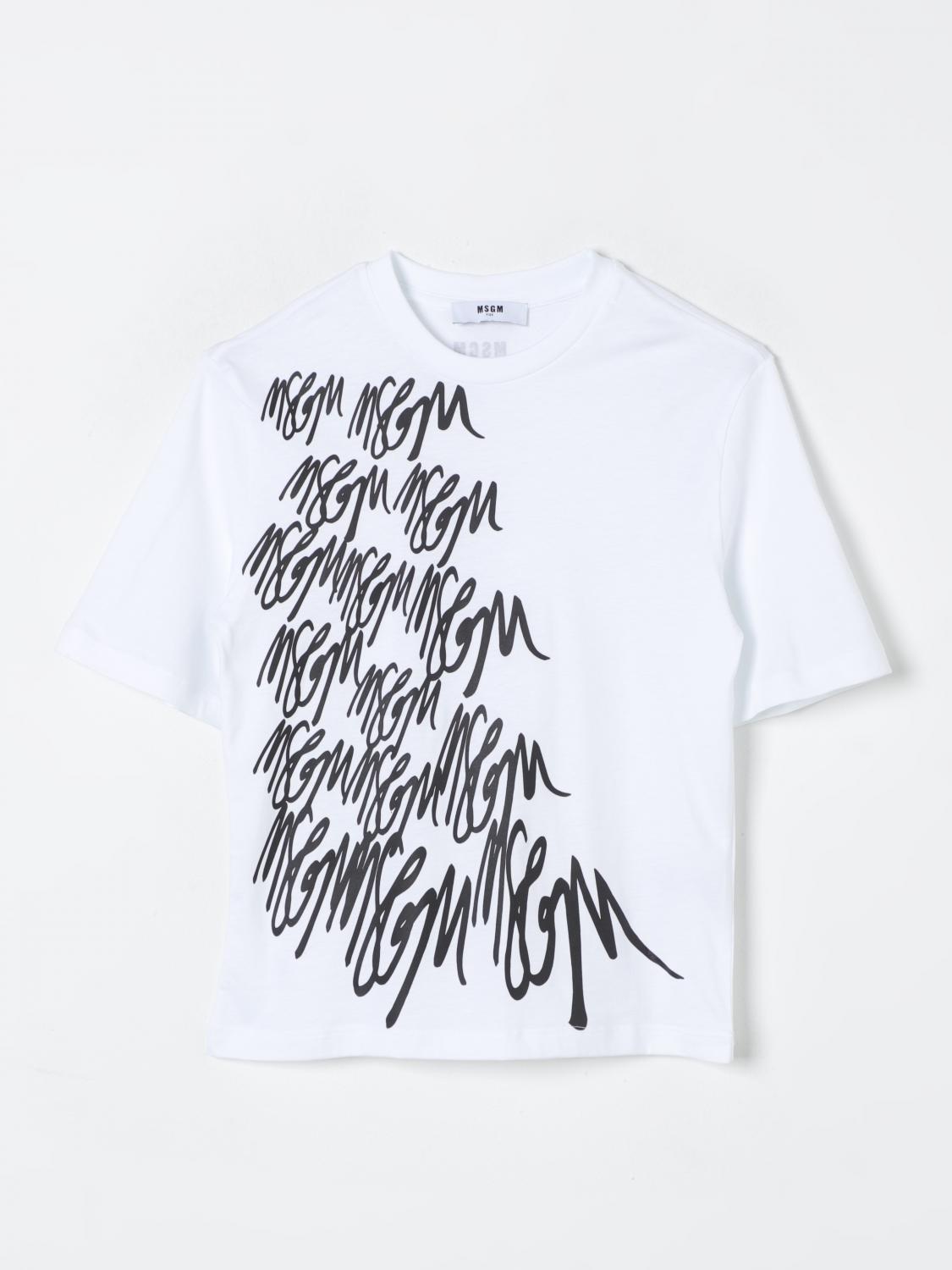 Shop Msgm T-shirt  Kids Kids Color White In Weiss