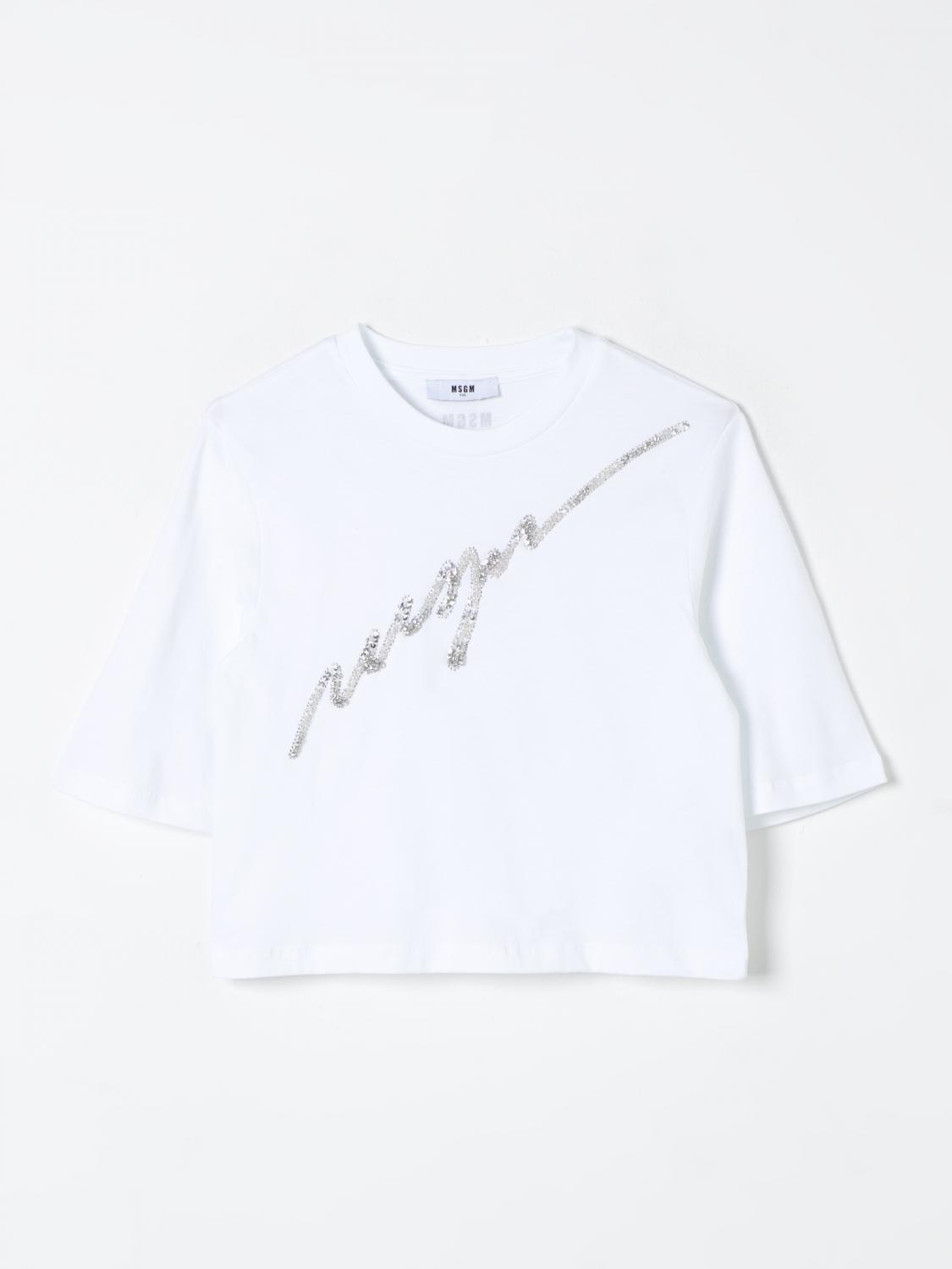 Shop Msgm T-shirt  Kids Kids Color White In Weiss