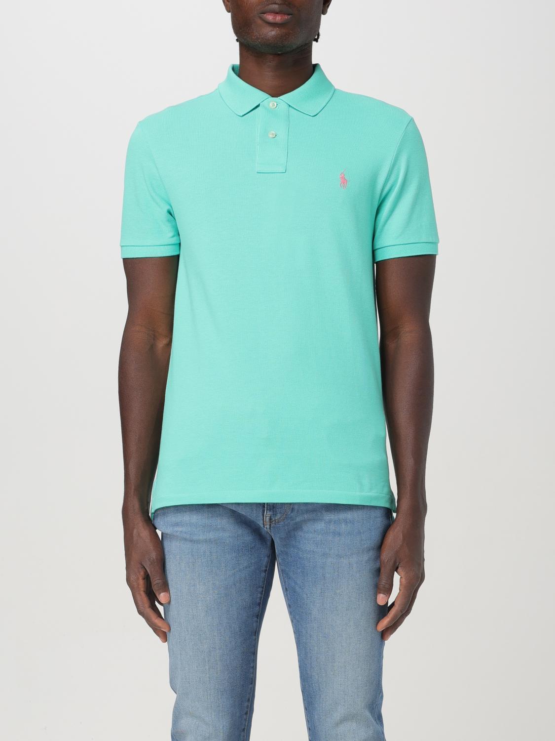 Shop Polo Ralph Lauren Polo Shirt  Men Color Water In Wasser