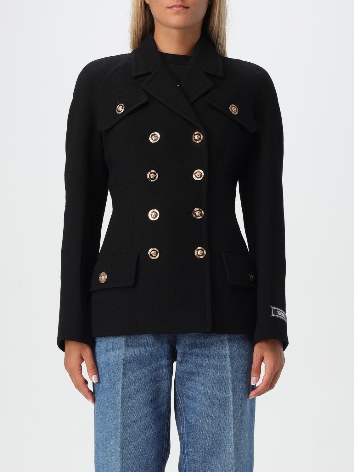 Shop Versace Blazer  Woman Color Black In Schwarz